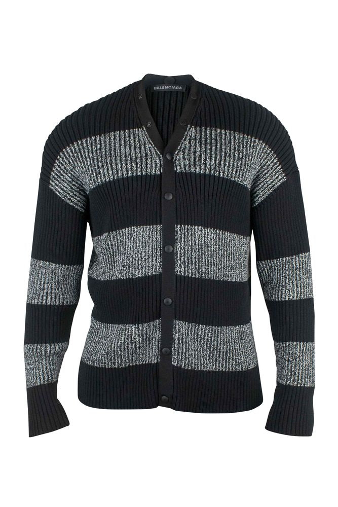 Ribbed Black And Grey Cardigan