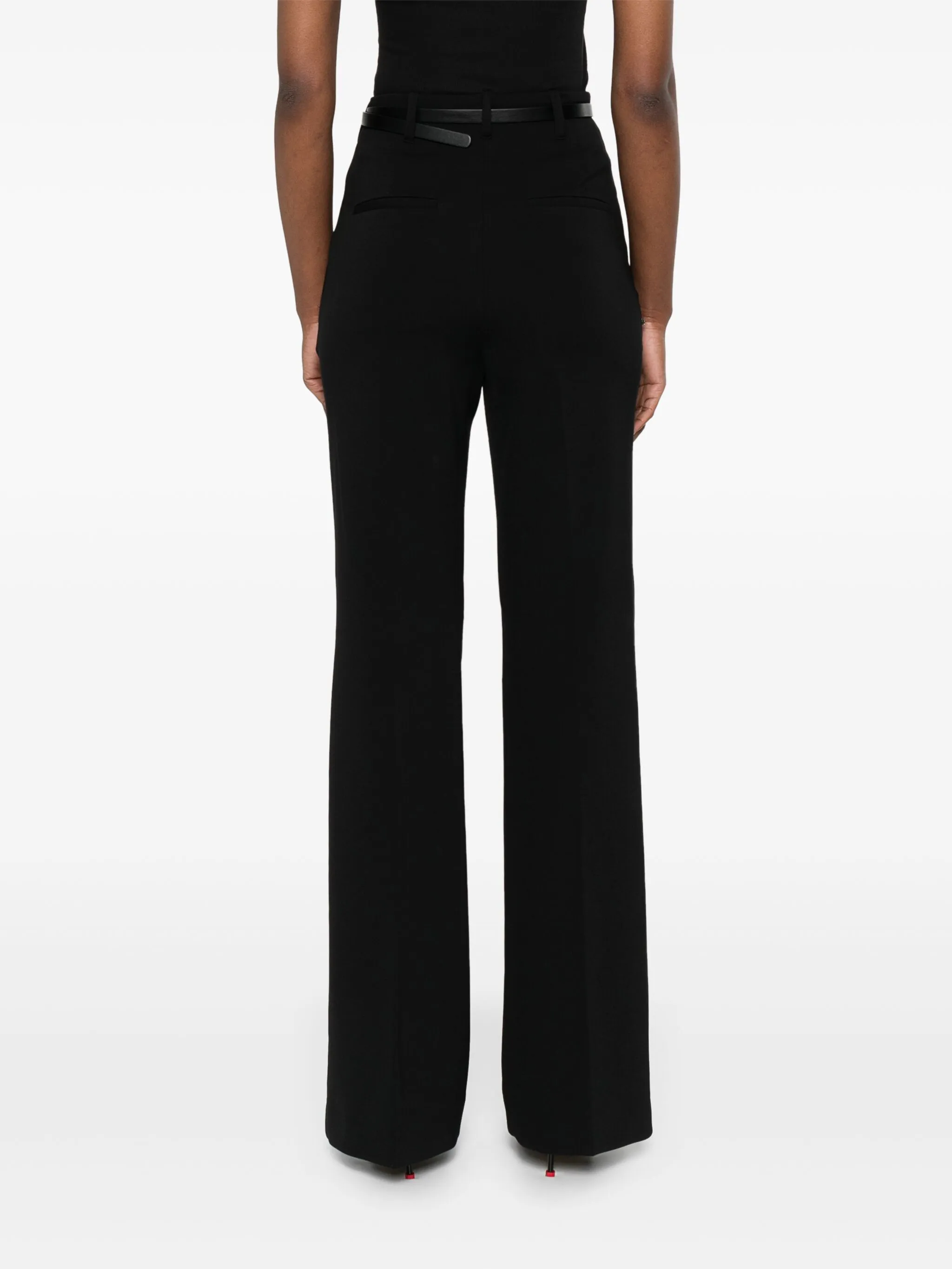 Black Texas High-Waisted Wide-Leg Tailored Pants