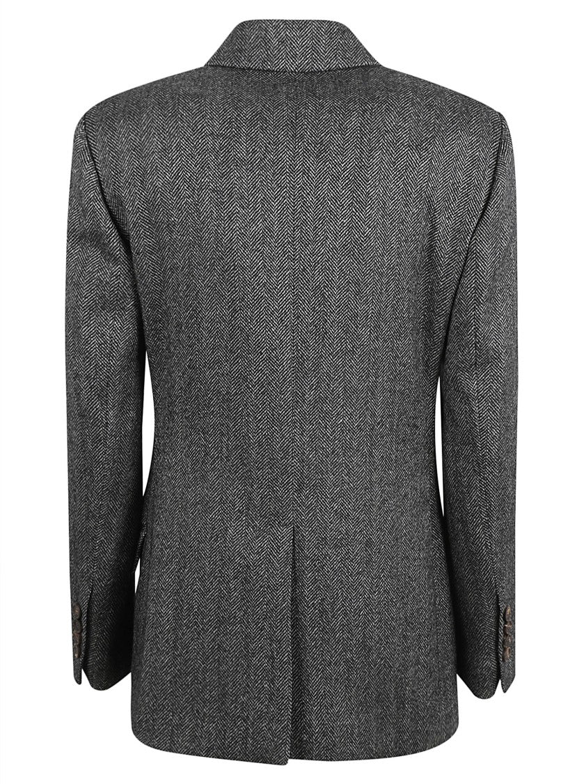 Double-Breasted Herringbone Tailored Jacket