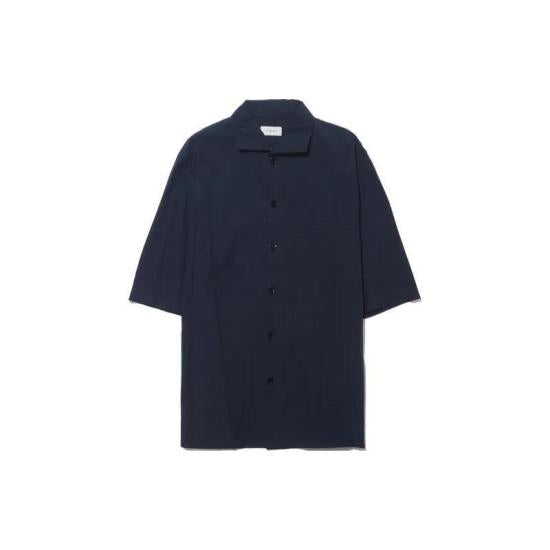 Classic Blue Cotton Shirt with Button-Down Front