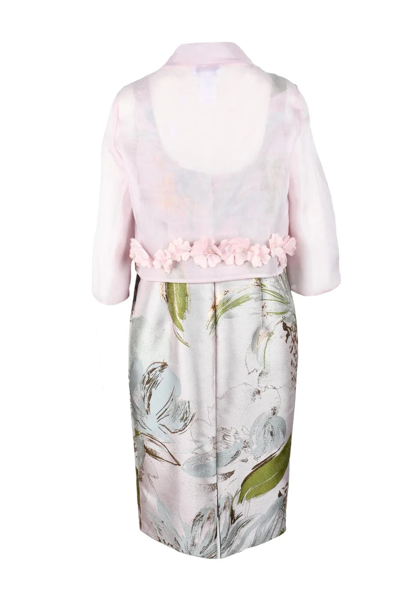 Floral Appliqué Cropped Jacket and Fitted Skirt Co-ord Set
