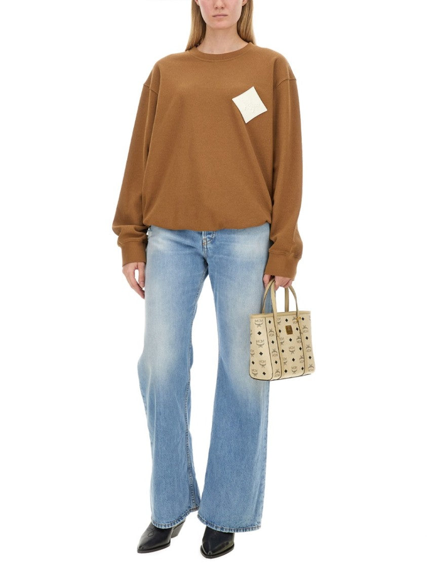 Brown Sweatshirt With Logo Patch
