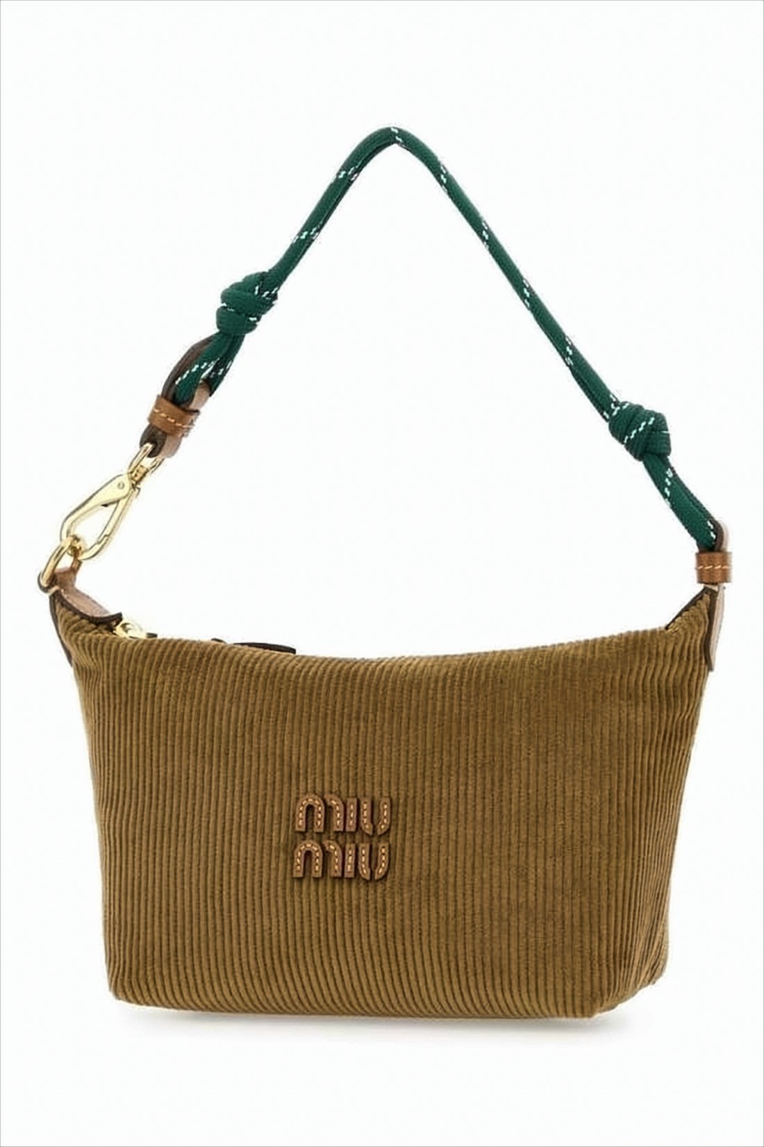 Ribbed Cotton Clutch with Knotted Strap
