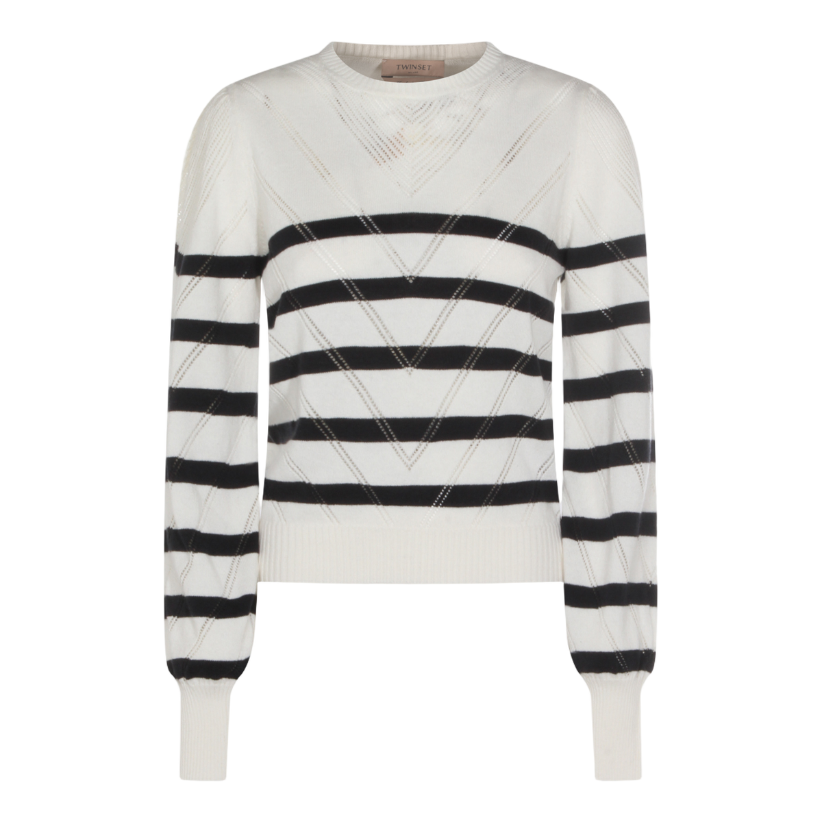 Lightweight Knit Sweater with Chevron Stripes