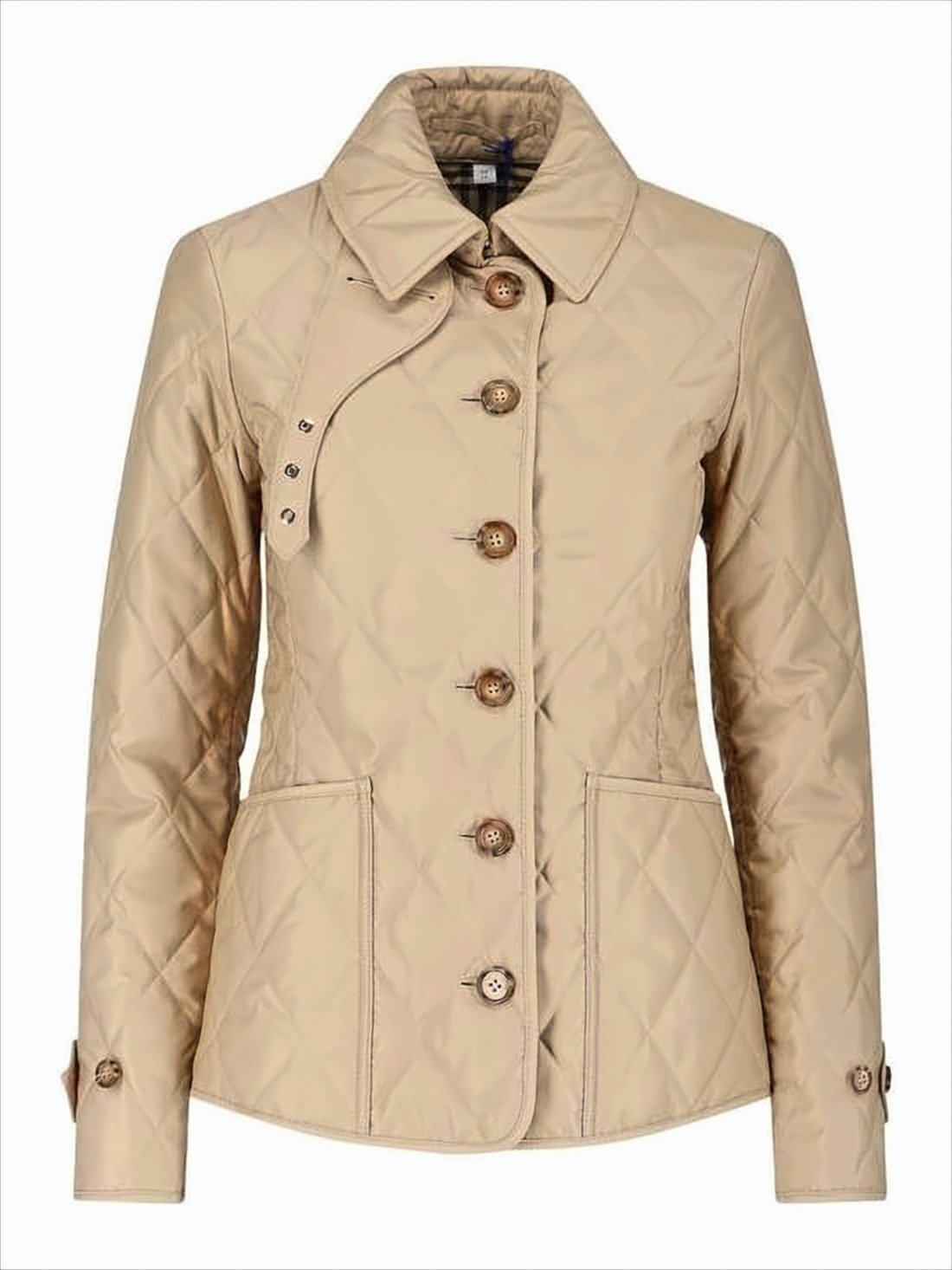 Diamond-stitched Quilted Burberry Jacket with Structured Collar