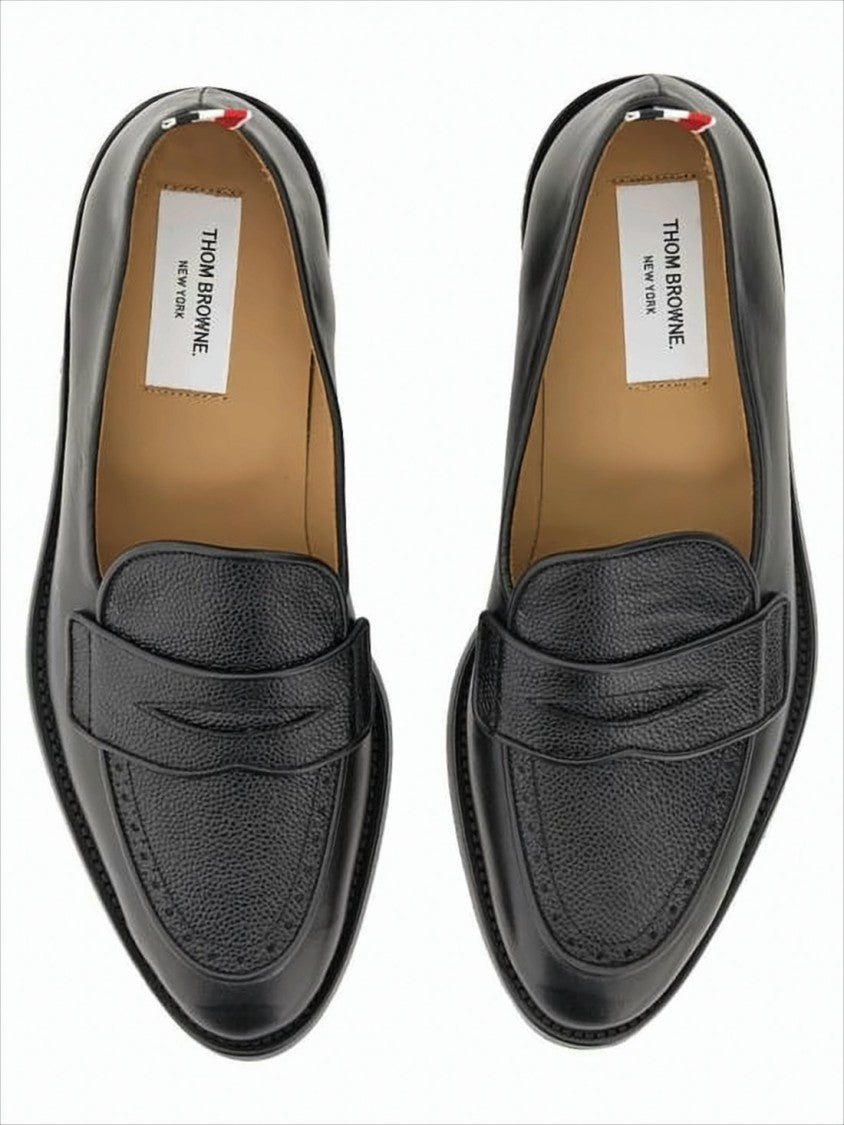 Classic Black Penny Loafers with Signature Striped Pull Tab