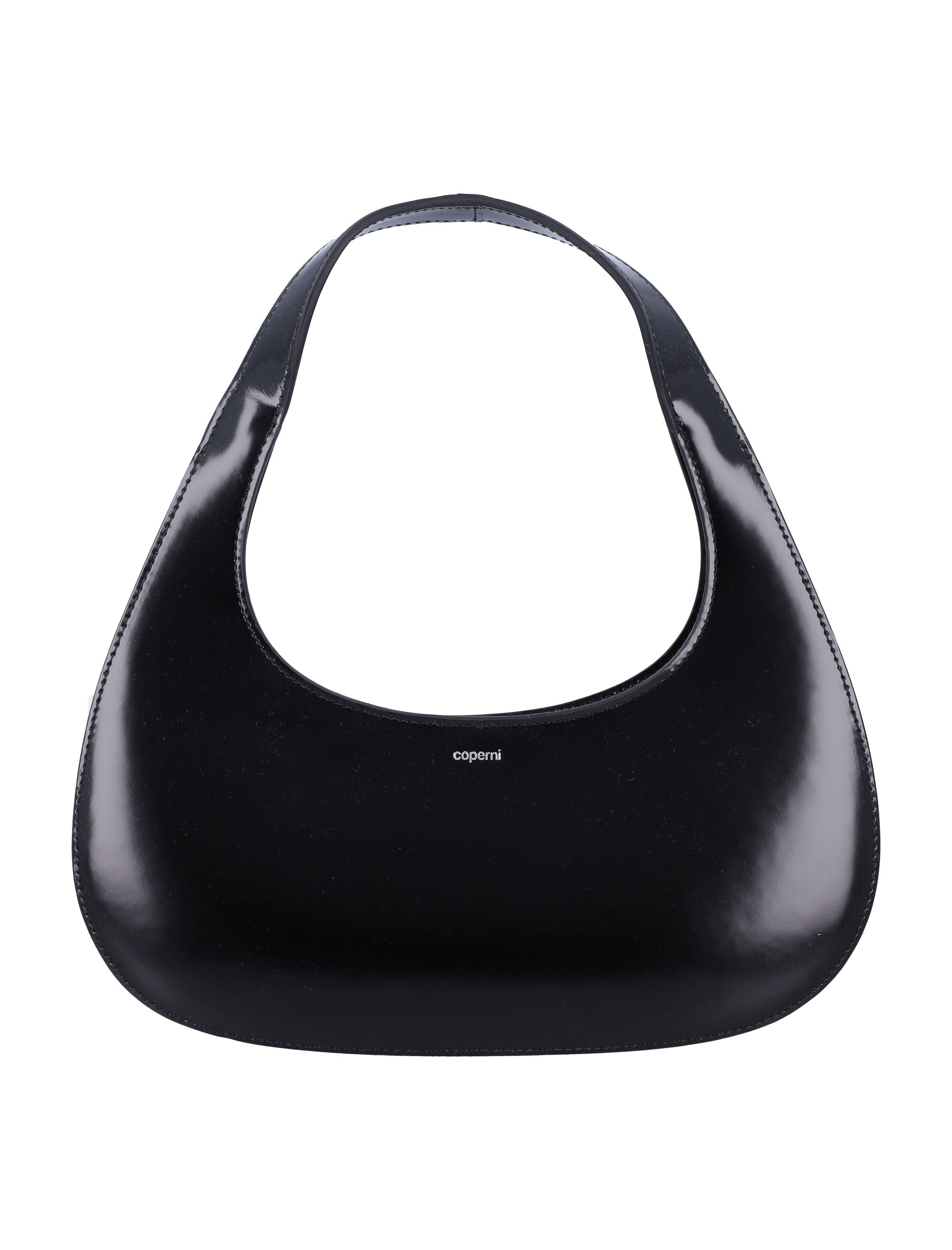 Black Leather Slim Swipe Baguette Bag