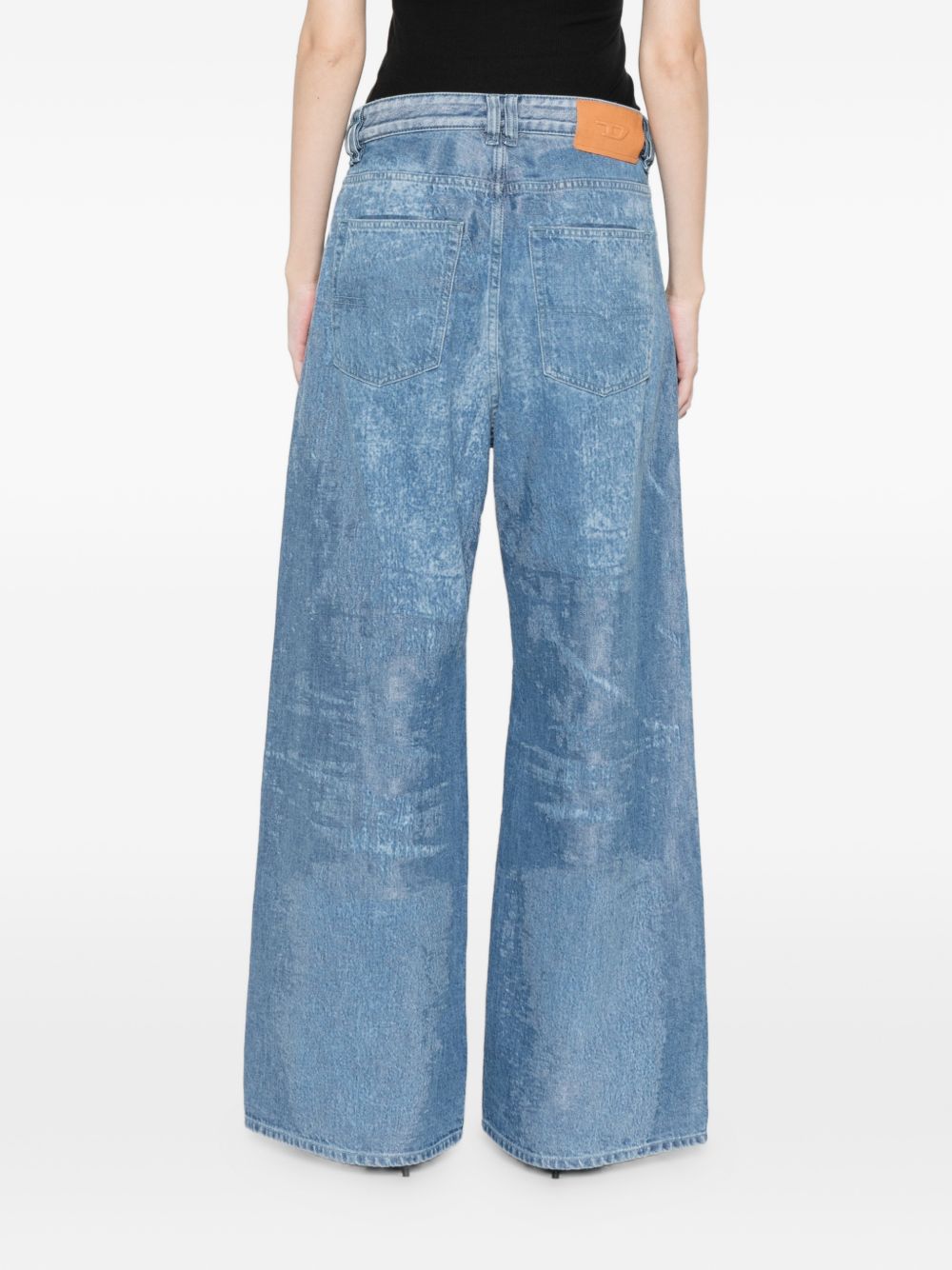 High-Waisted Wide-Leg Denim Pants