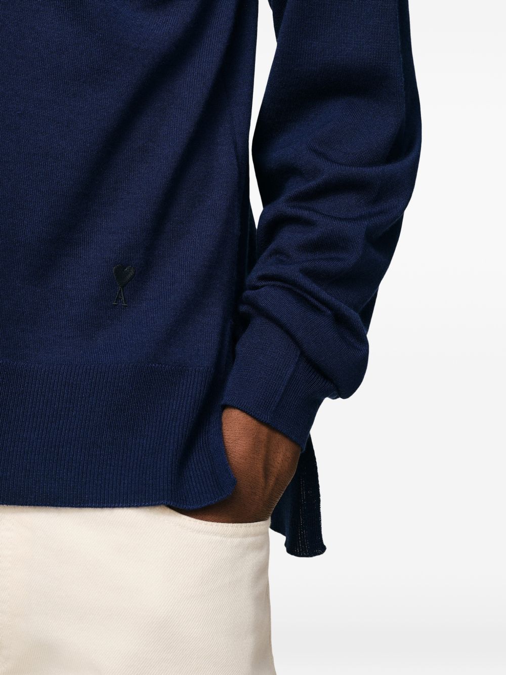 Ink Blue Ribbed Knit Sweatshirt