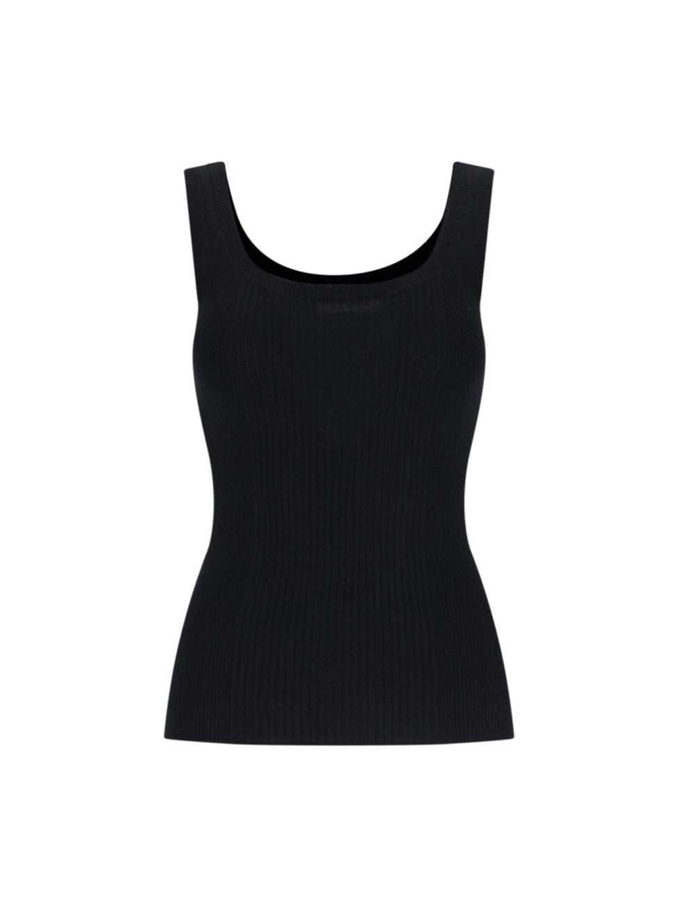 Ribbed Knit Tank Top – Black