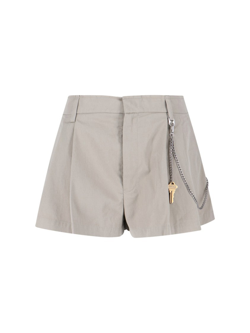 Beige Tailored Shorts With Chain Detail
