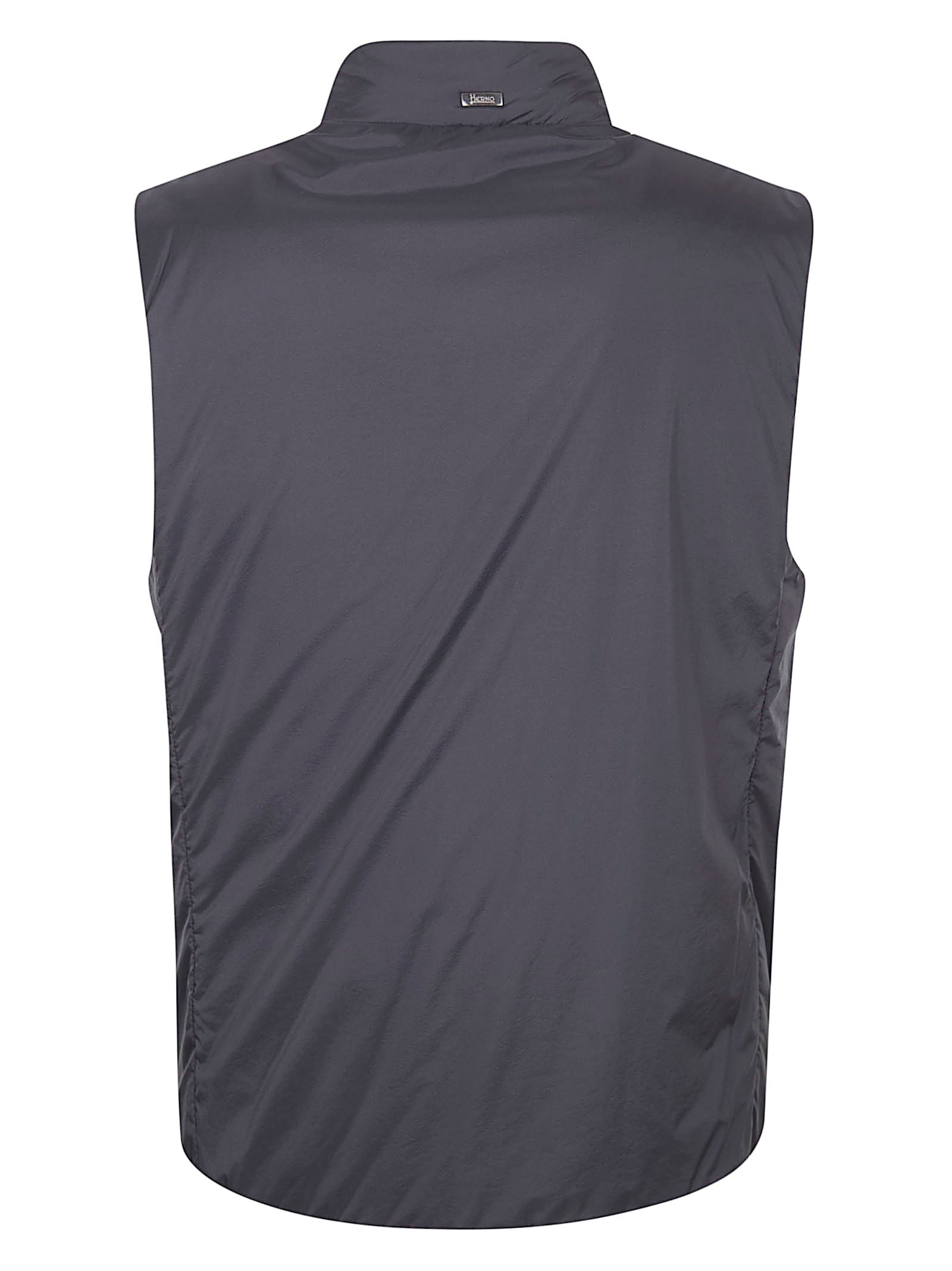 Padded Blue Waistcoat with High Collar