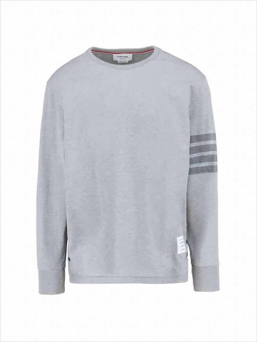 Long-Sleeve Light Grey Shirt with Striped Detailing