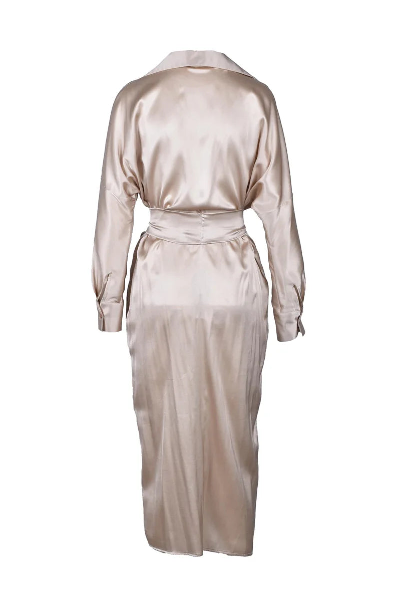 Silk Chemise Dress - Beige