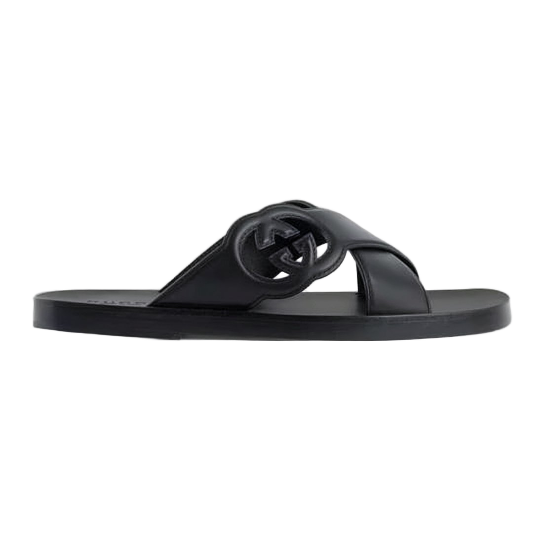Black Leather Cross-Strap Gucci Sandals
