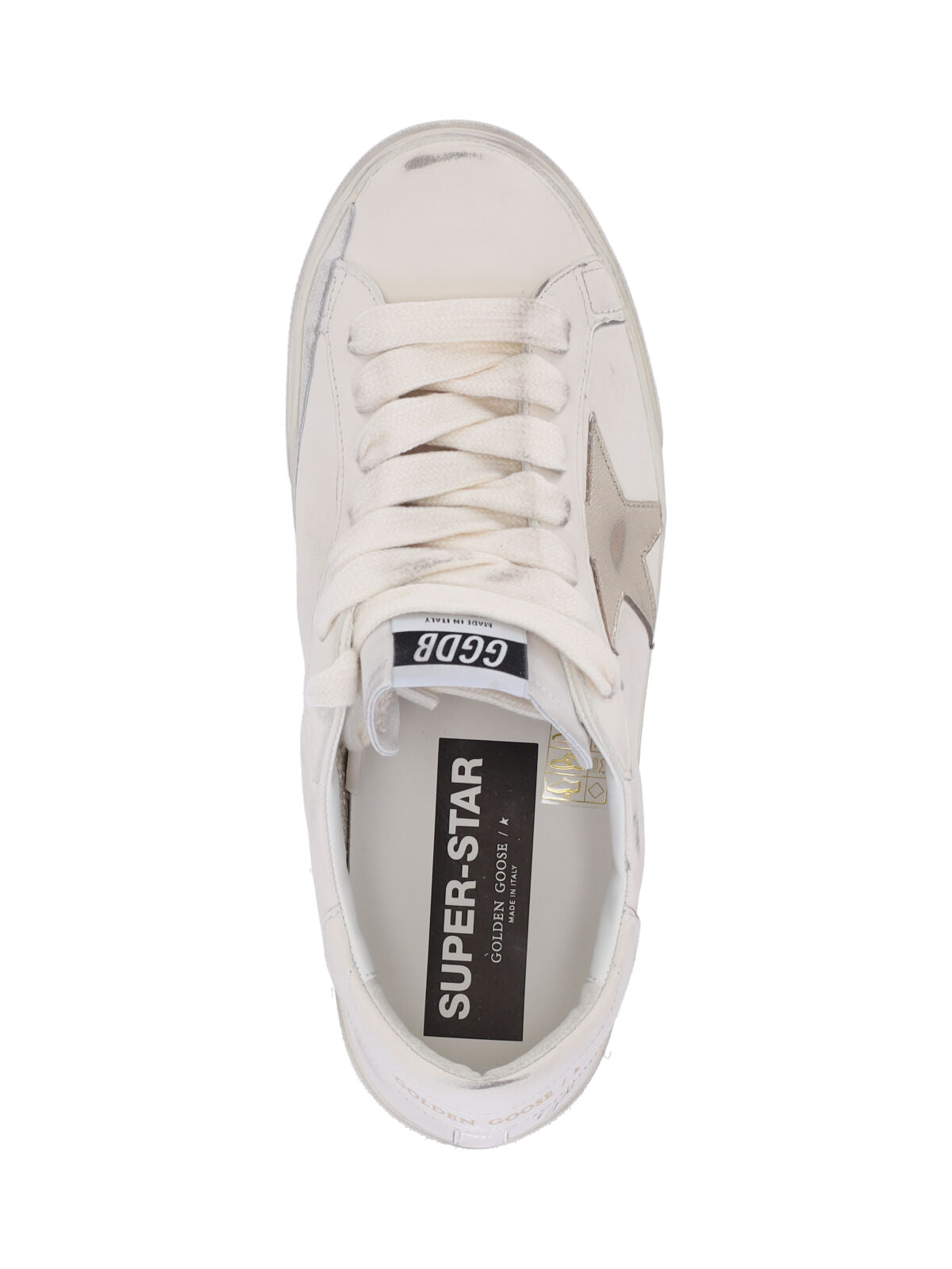 White Super-Star Distressed Leather Low-Top Sneakers