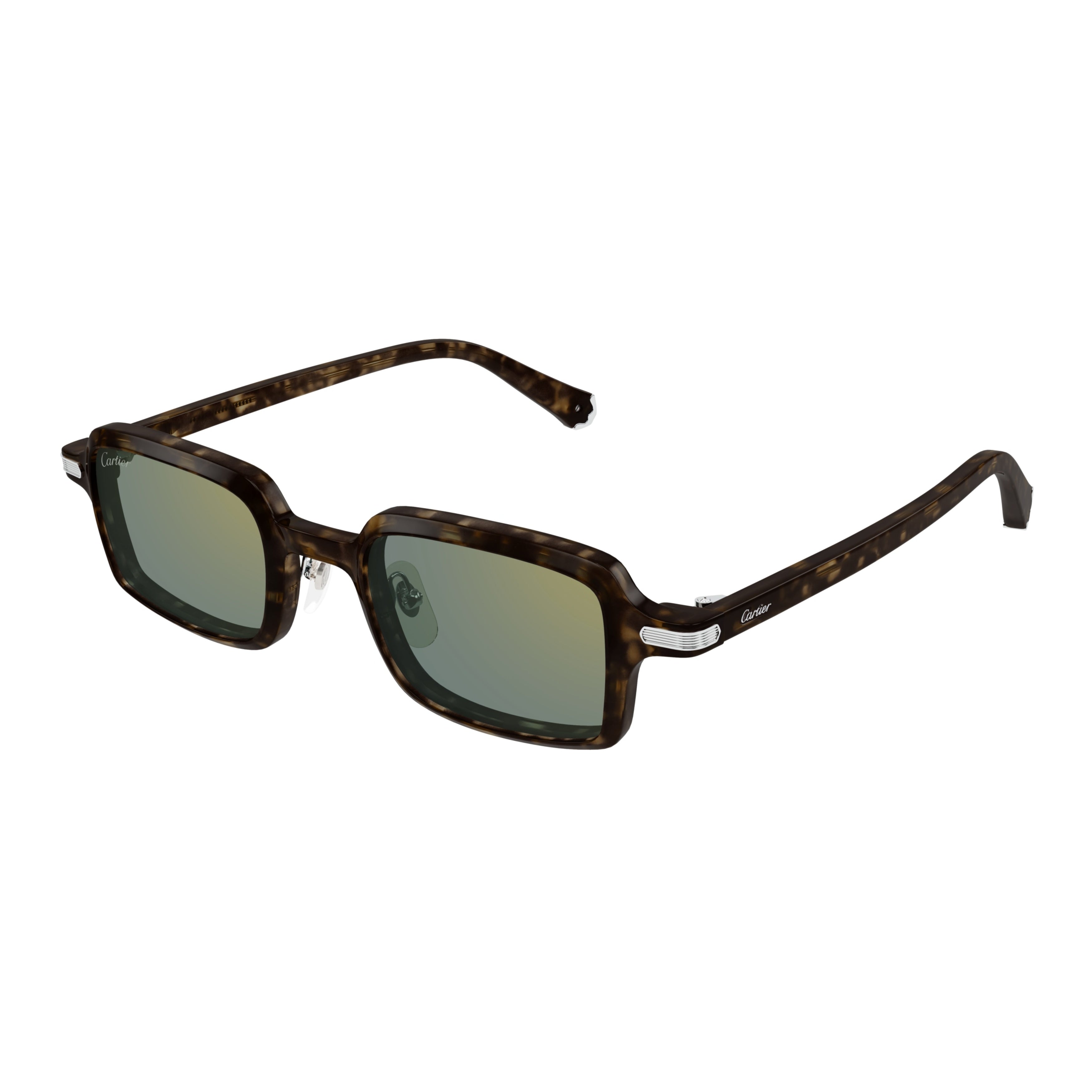 Rectangular Tortoiseshell Sunglasses With Silver-Tone Accents
