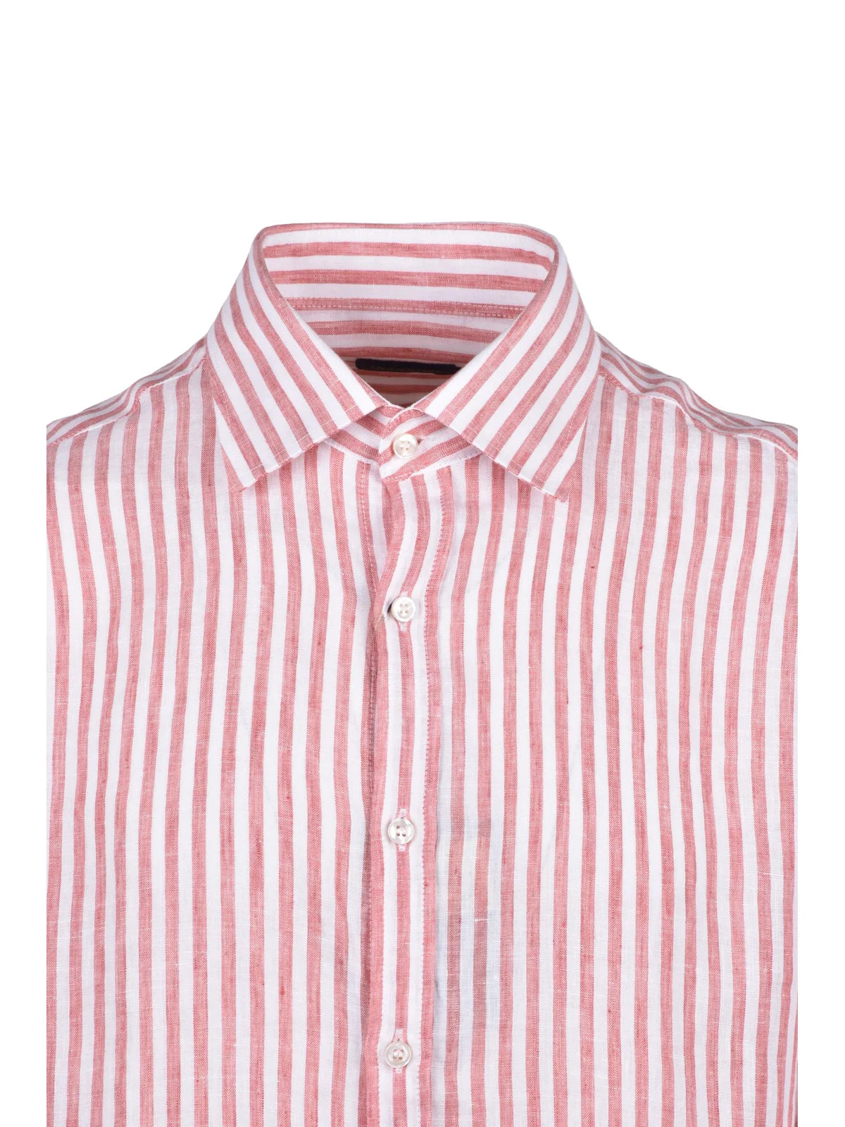 White Pink Linen Shirt