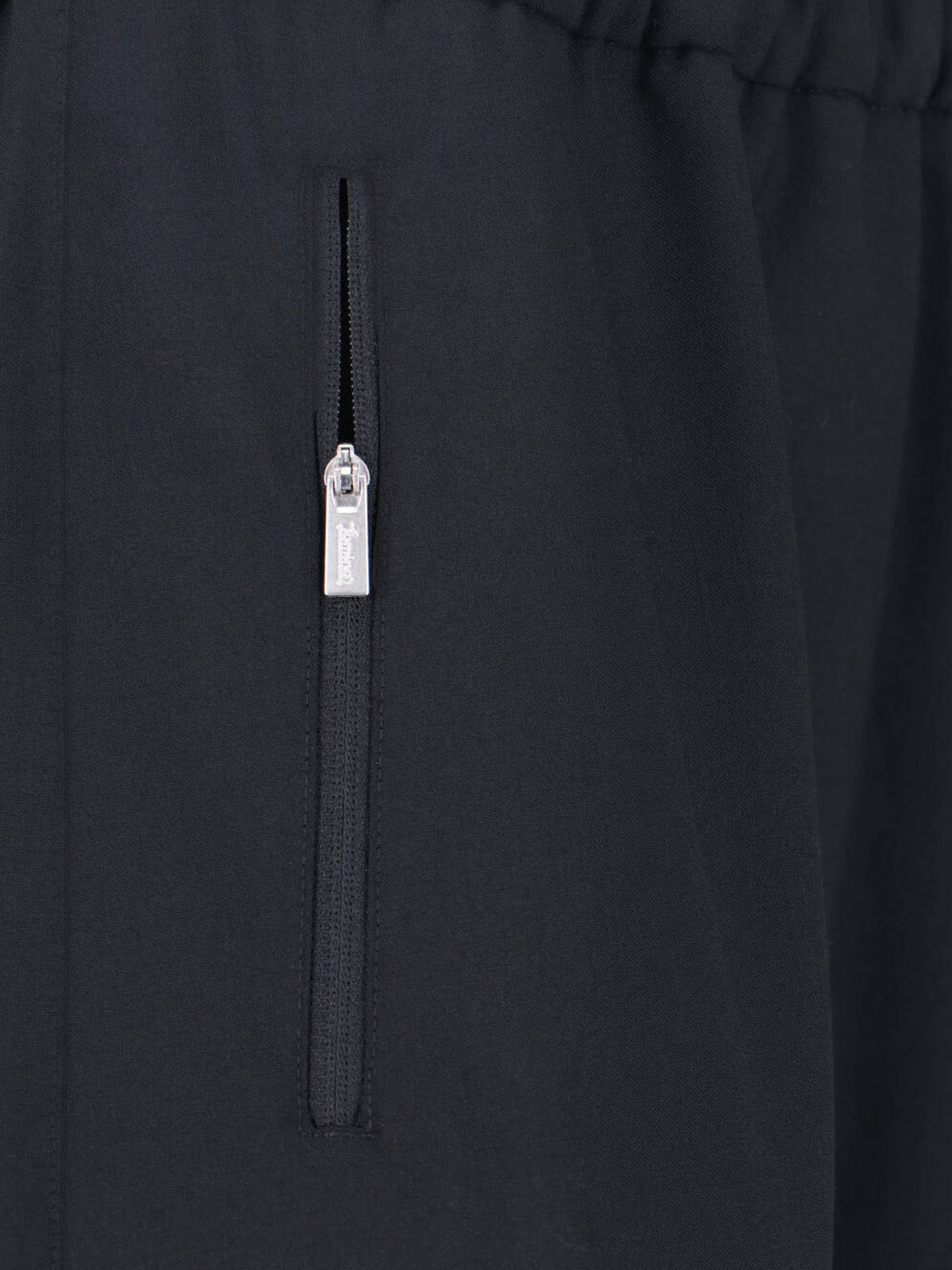 Black Wide-Leg Wool Blend Laminar Trousers