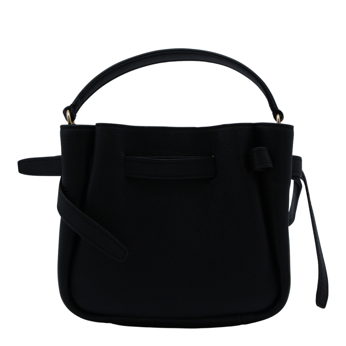 Structured Black Handbag with Pebbled Texture