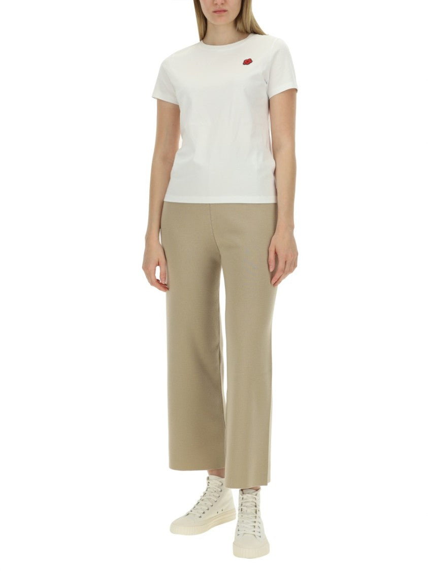 Cropped Wool Pants With Wide Leg Design