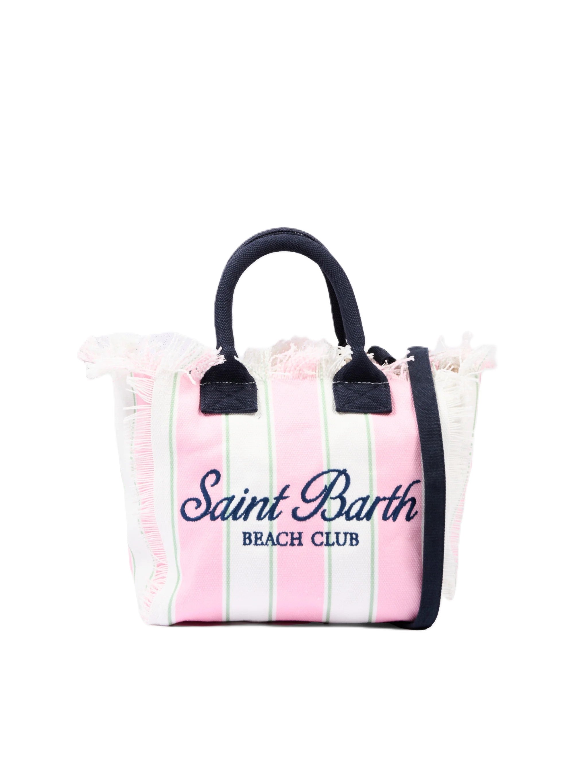 Beach-Inspired Striped Tote Bag with Fringed Edges