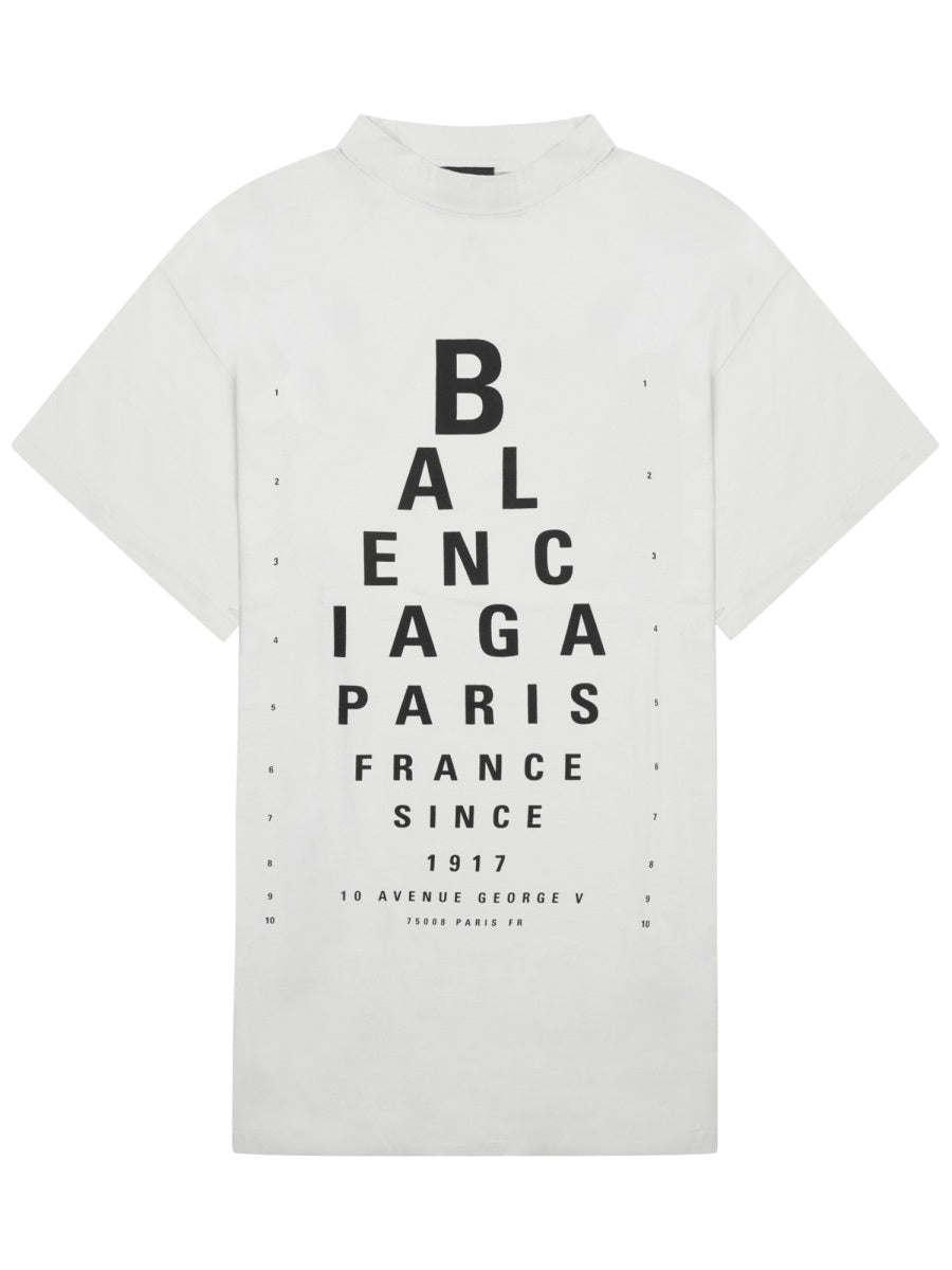 White Oversized T-Shirt with Eye Chart Print