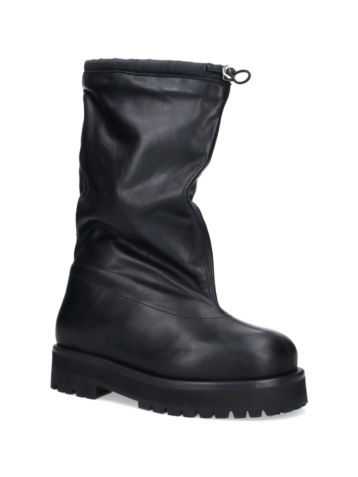 Black Slouched Drawstring Matte Boots