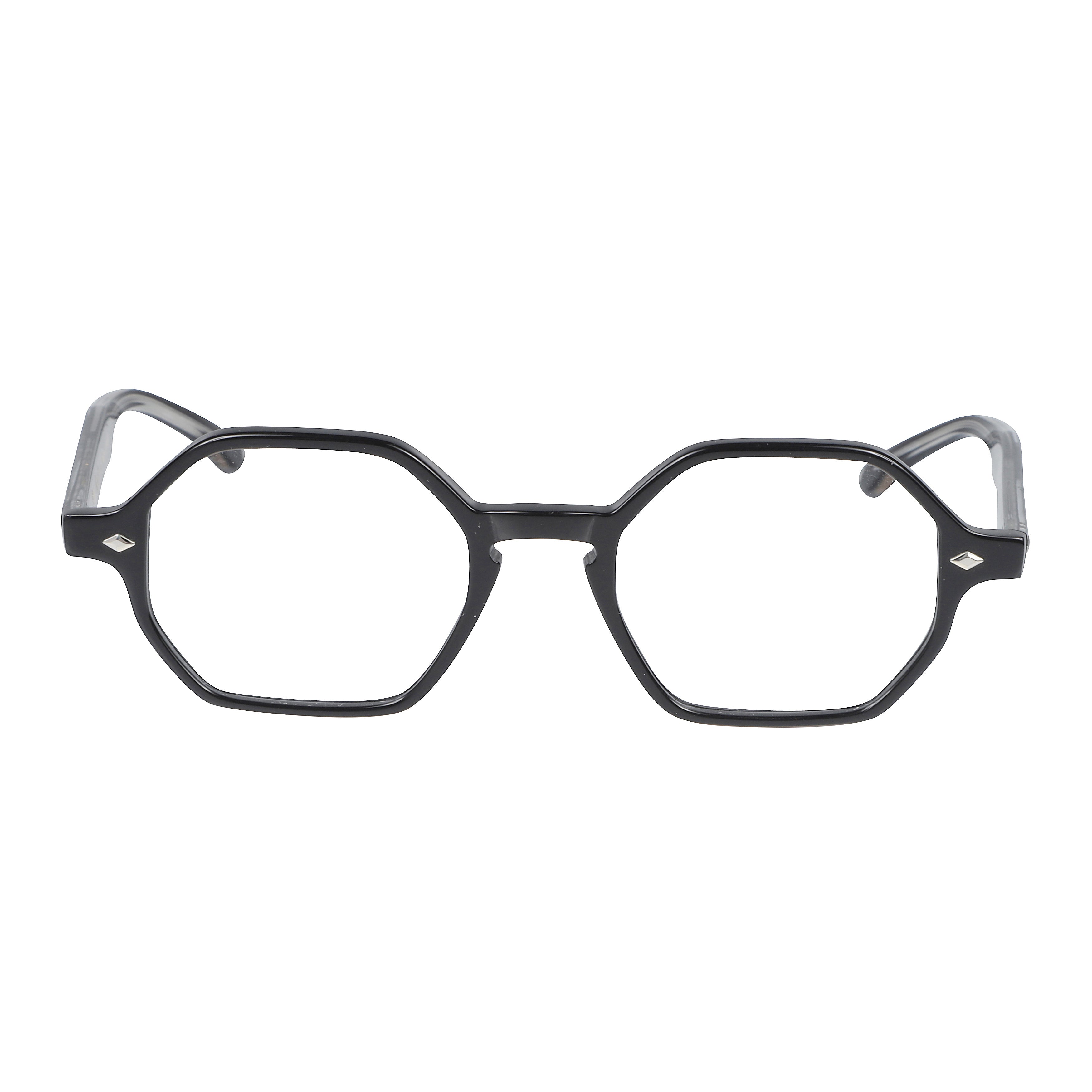Octagon Octagonal Frame Eyeglasses with Silver Accents