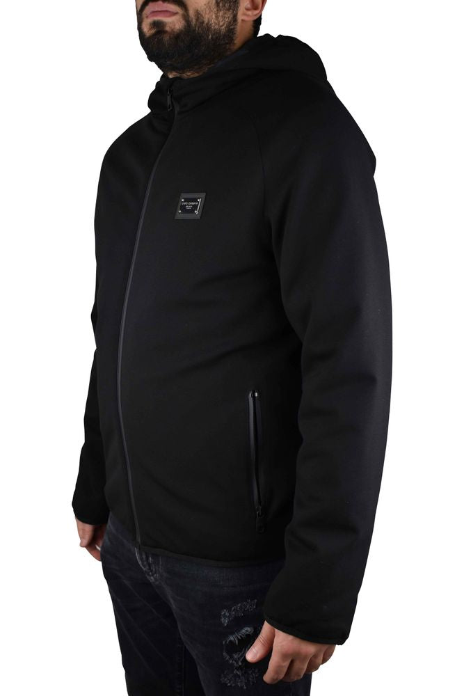 Hooded Black Vest In Stretch Technical Jersey