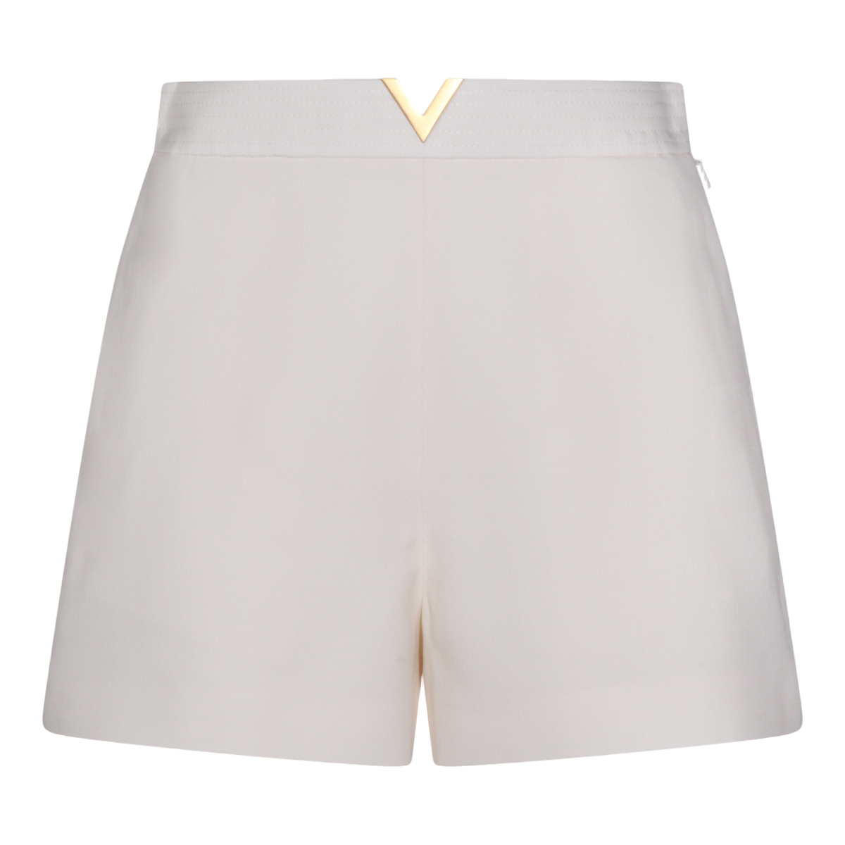 High-Waisted Tailored Shorts with Gold V-Detail