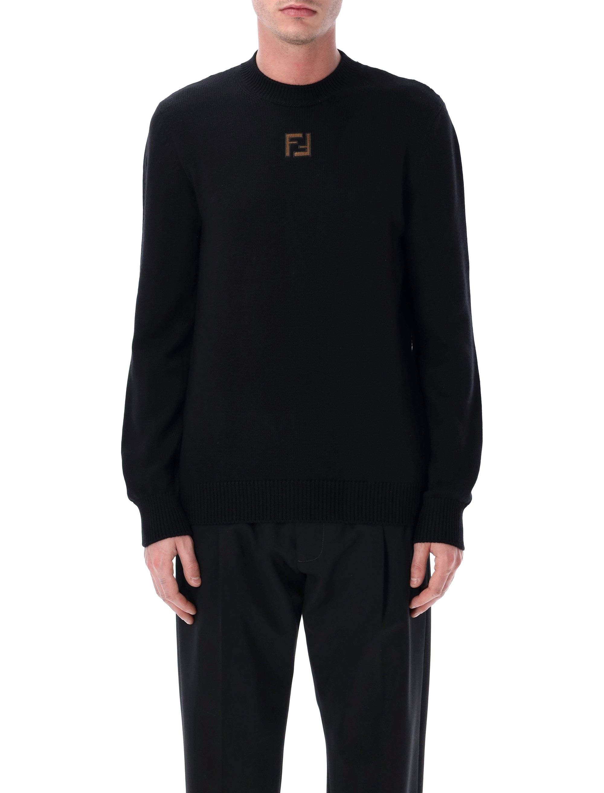 Black Wool Knit Ff Pullover