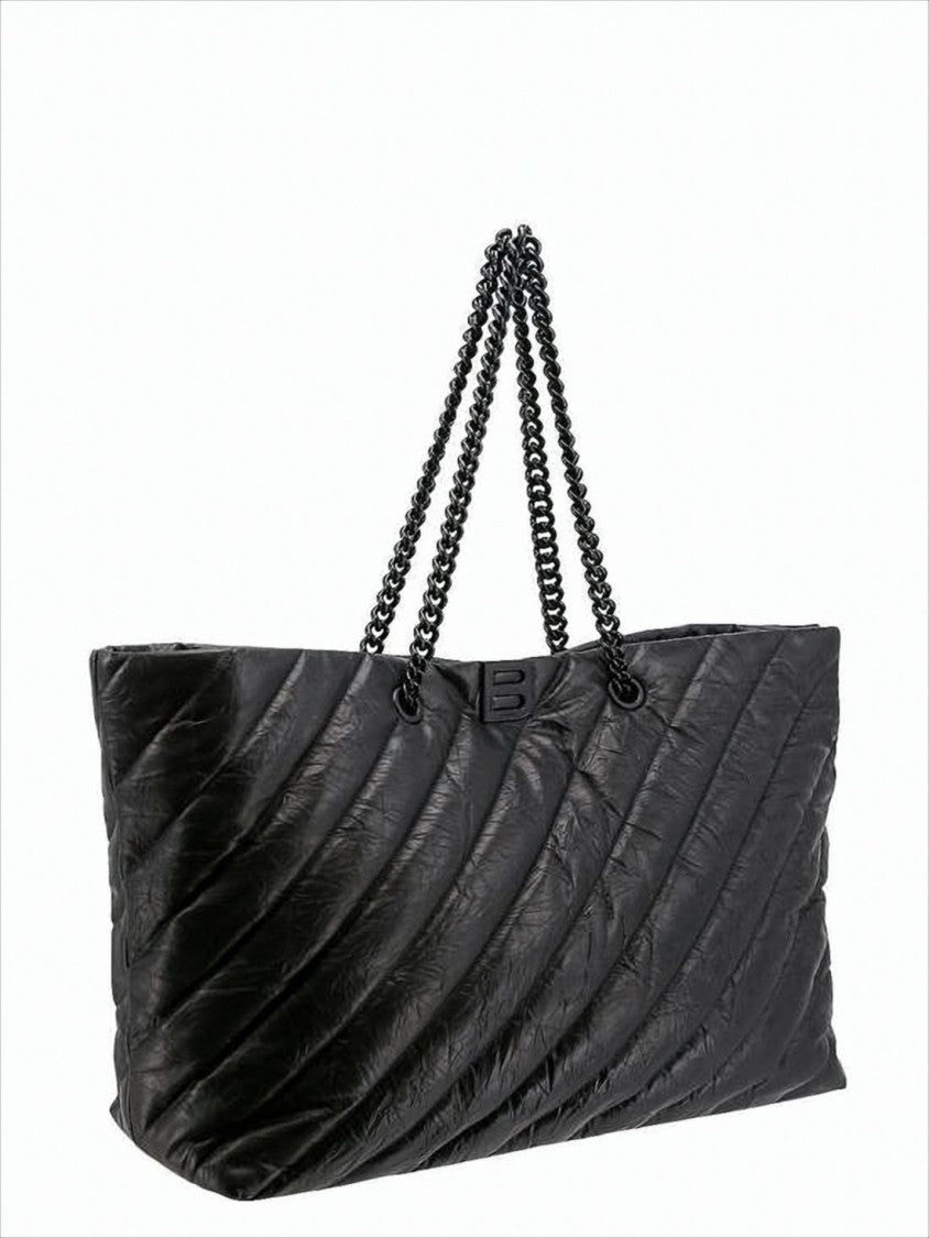 Quilted Calfskin Leather Shoulder Bag with Chain Handles