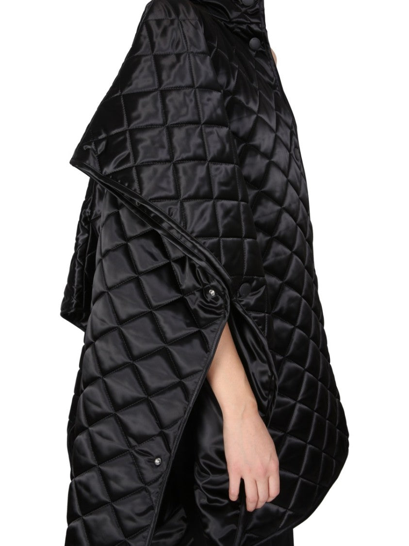 Diamond-Pattern Quilted Jacket With High Neck