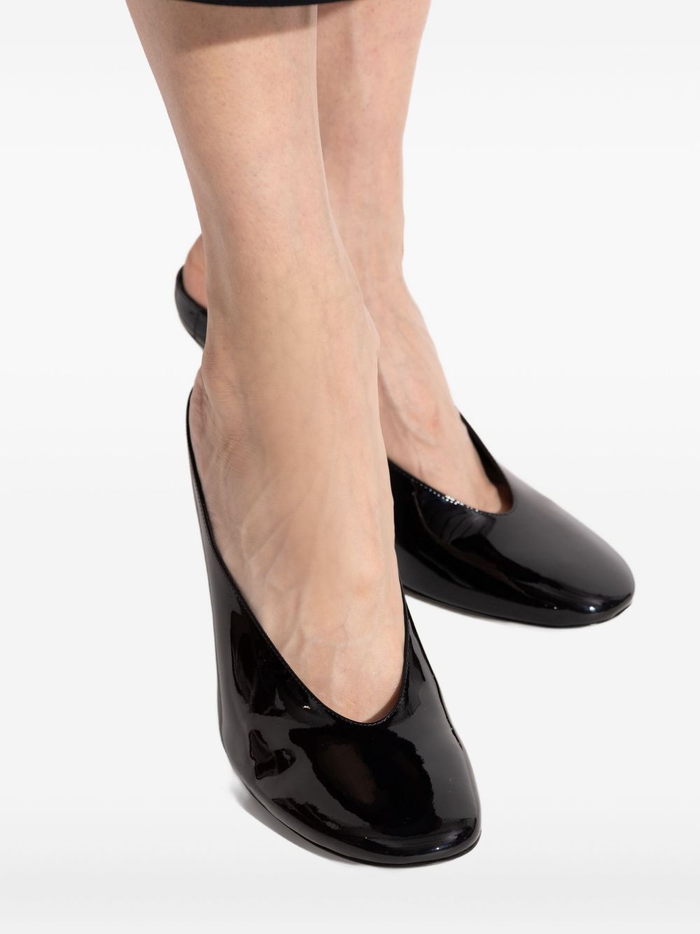 Glossy Black Leather Sandals