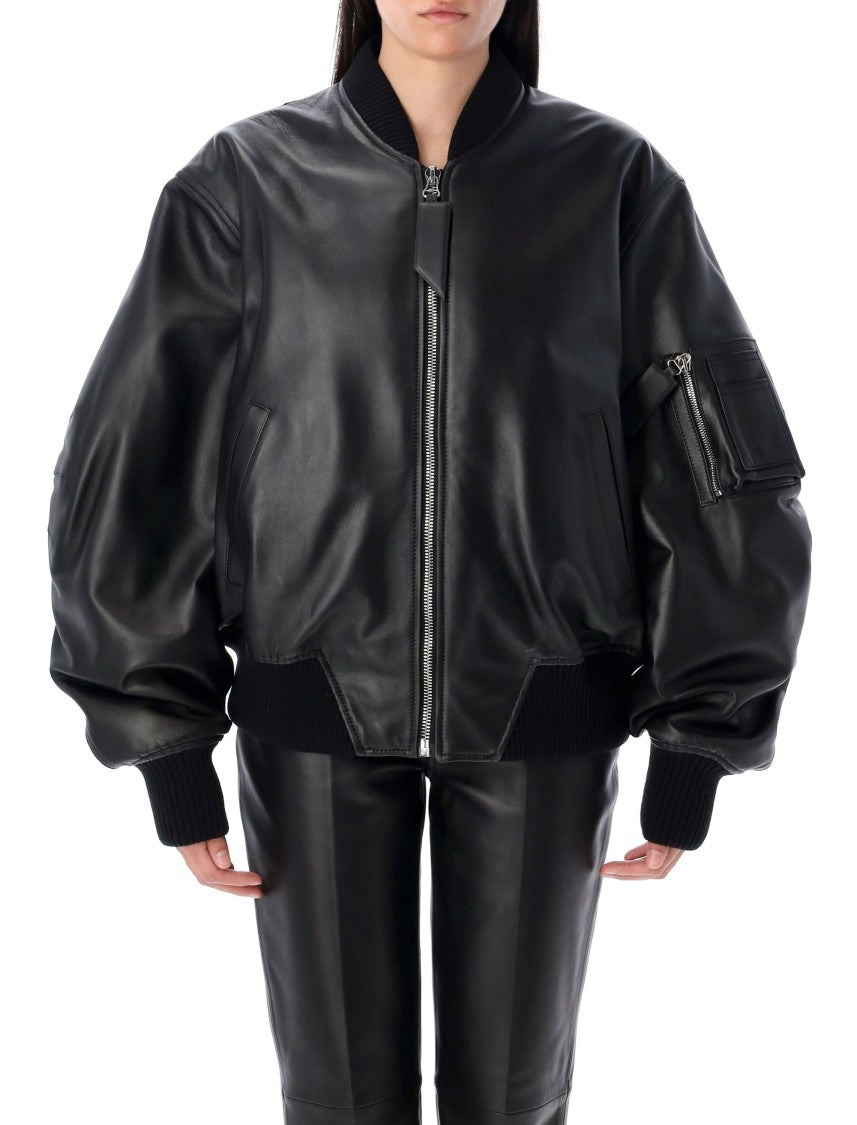 Anja Leather Bomber Jacket