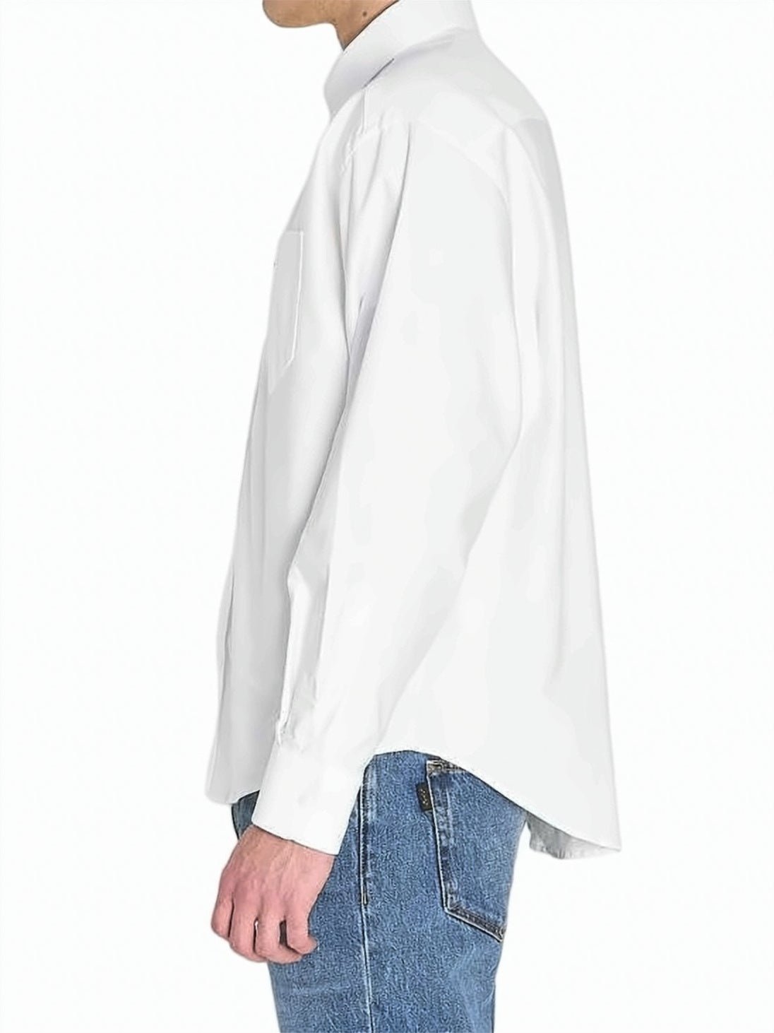 Classic Long-Sleeve Button-Down Shirt with Embroidered Logo