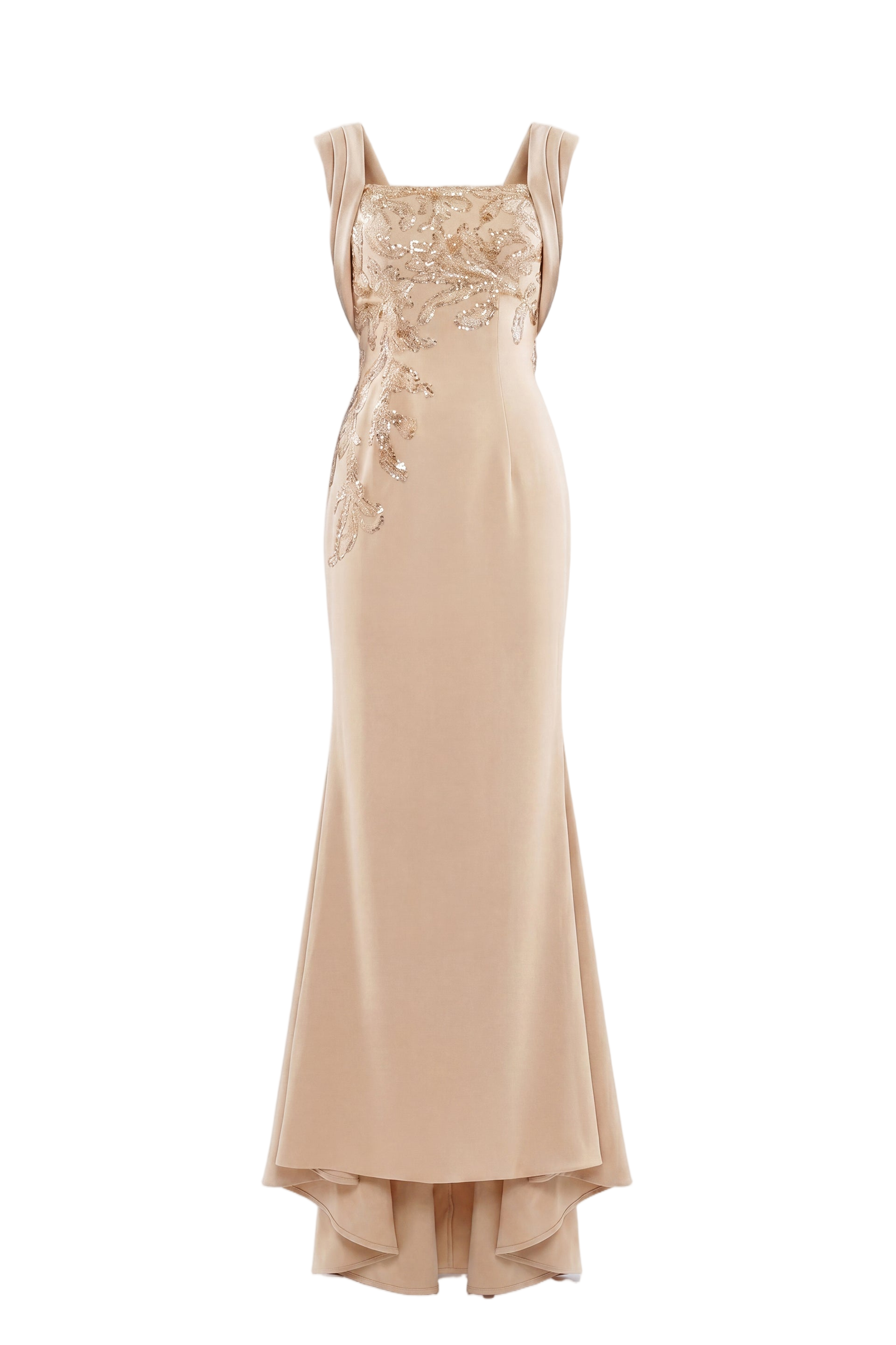 Embellished Long Crepe Dress