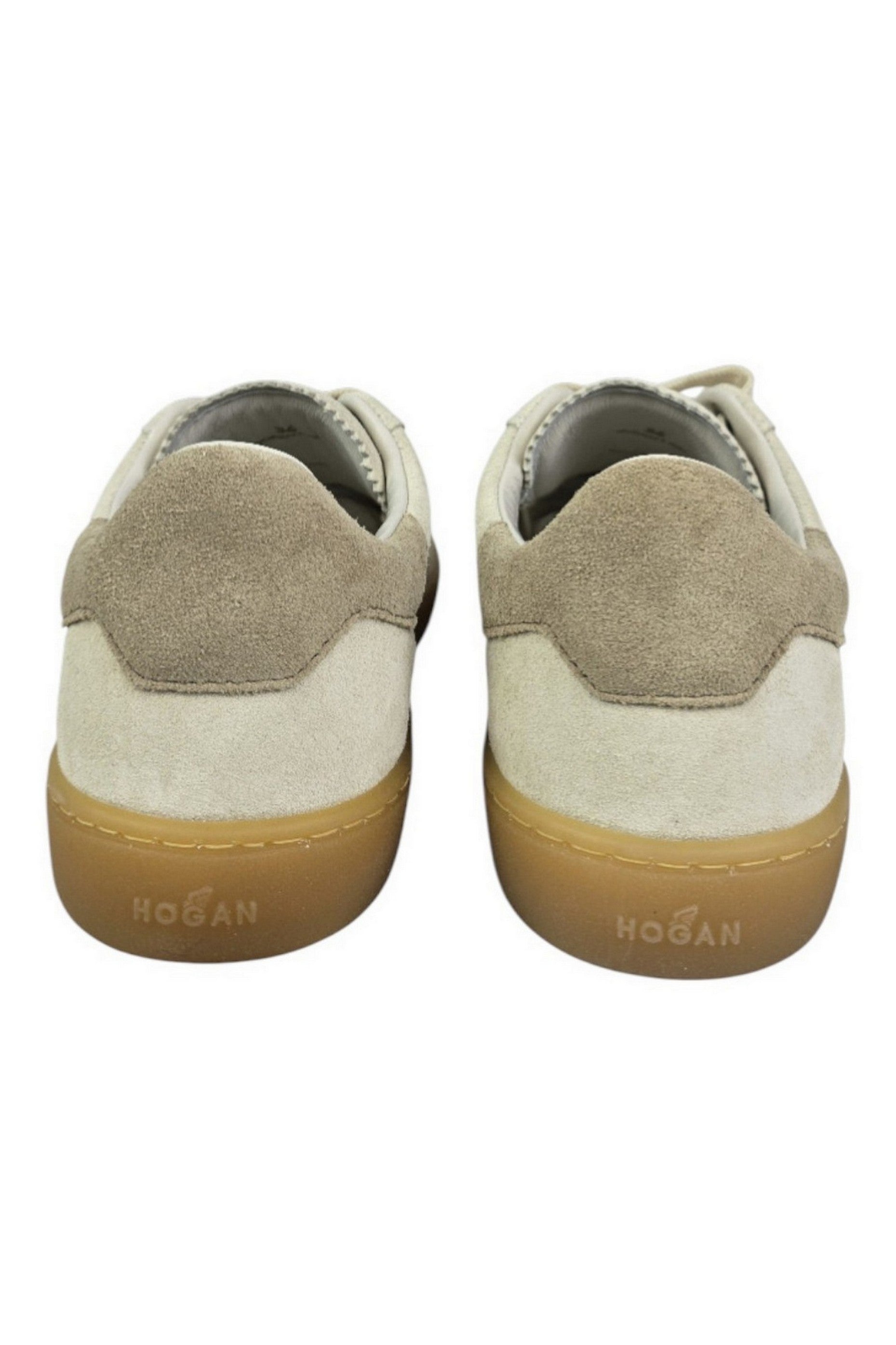 Sophisticated Beige Lace-Up Sneakers With Distinctive Logo Detail