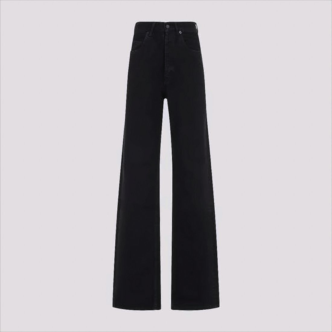 Wide-Leg High-Waisted Black Denim Pants