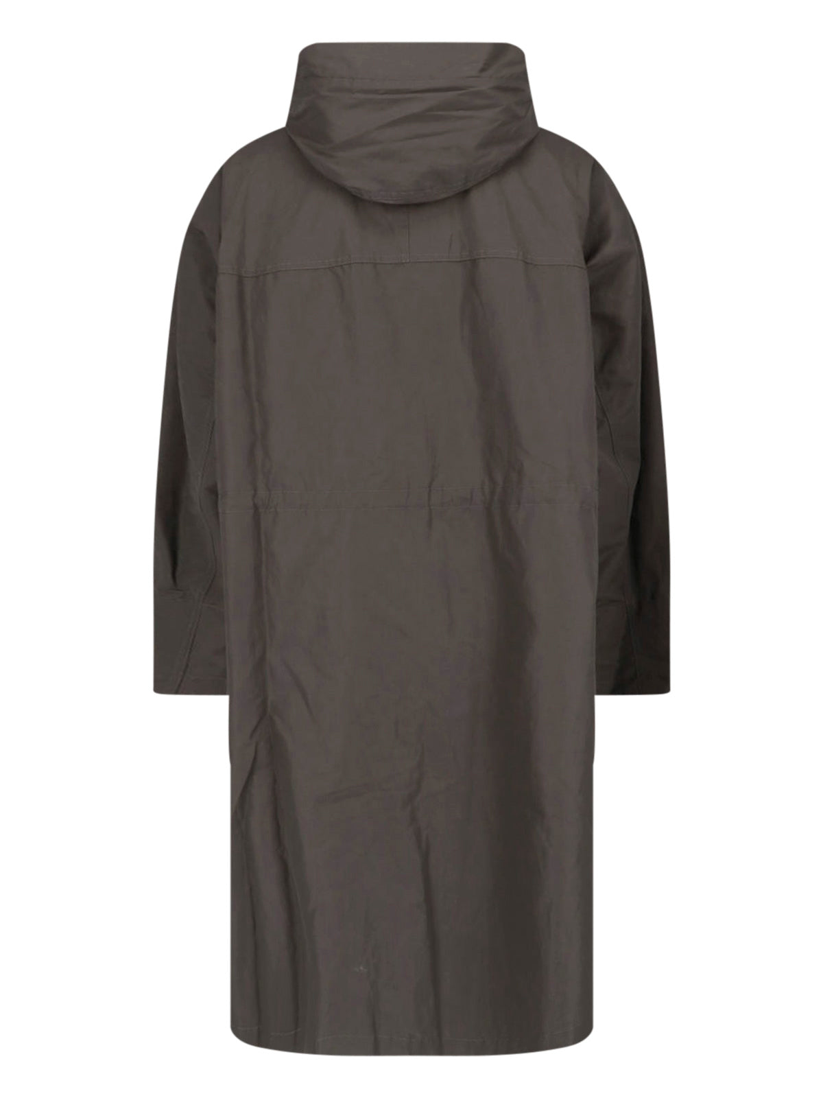 Brown Long Straight Utilitarian Hooded Jacket