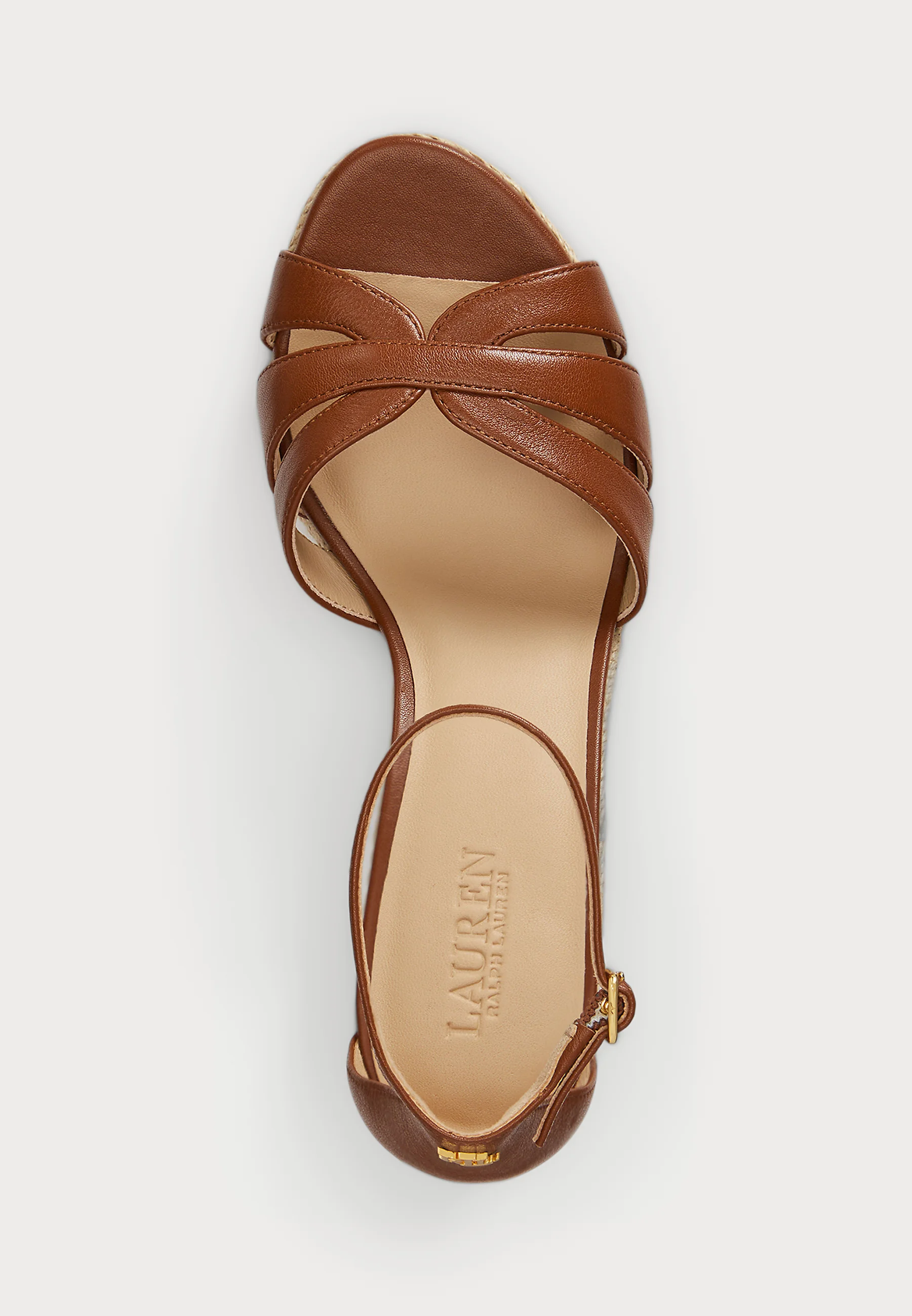 Brown Nellie Nappa Leather Wedge Espadrilles