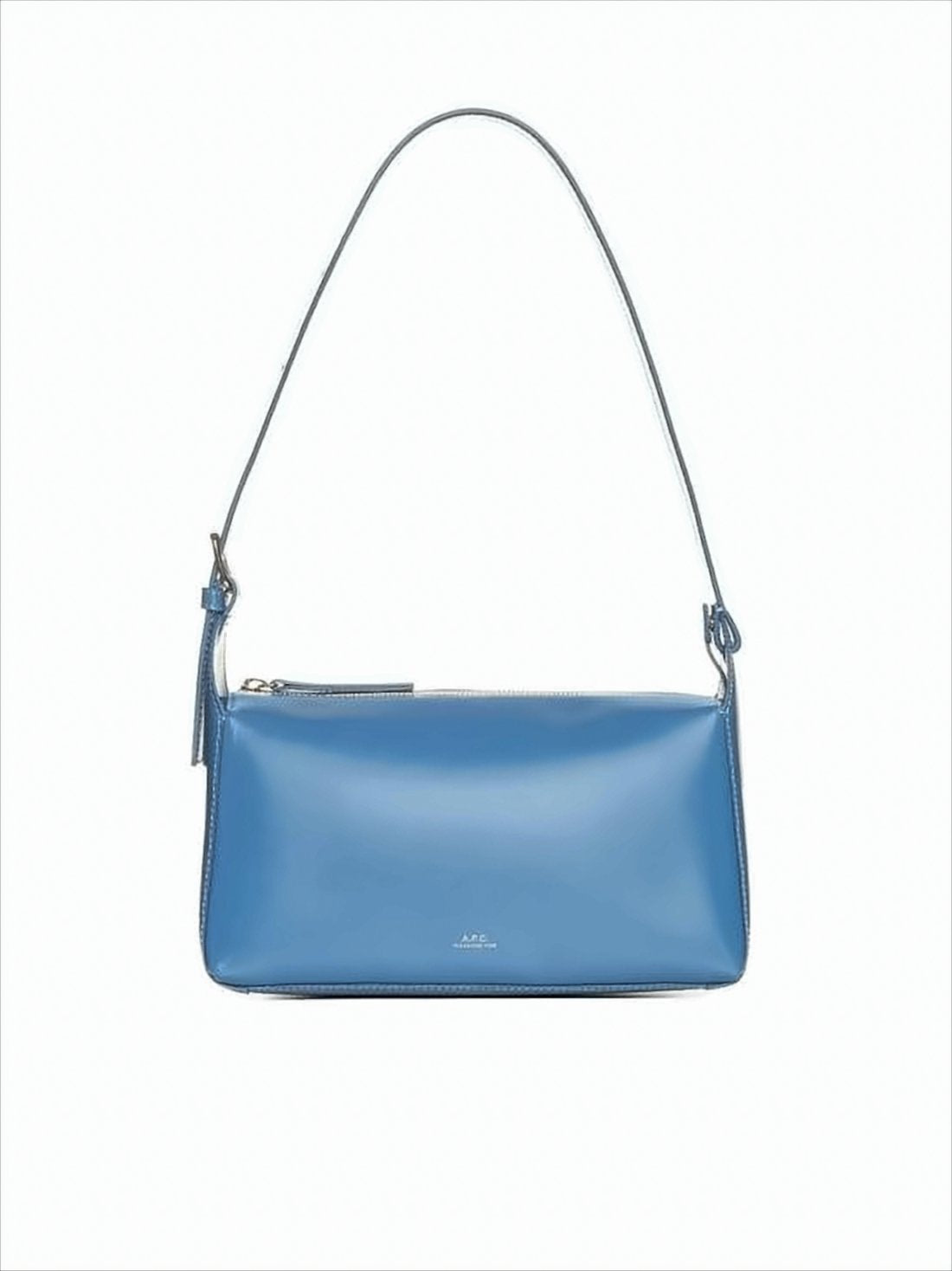 Structured Blue Cowhide Leather Shoulder Bag