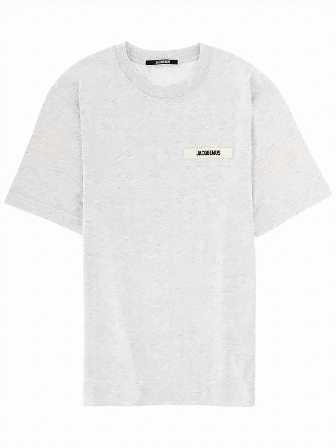 Grey Cotton T-Shirt with Classic Crew Neckline