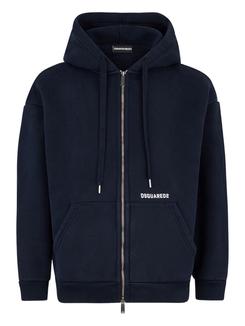 Navy Blue Zipped Front Hood Sweater