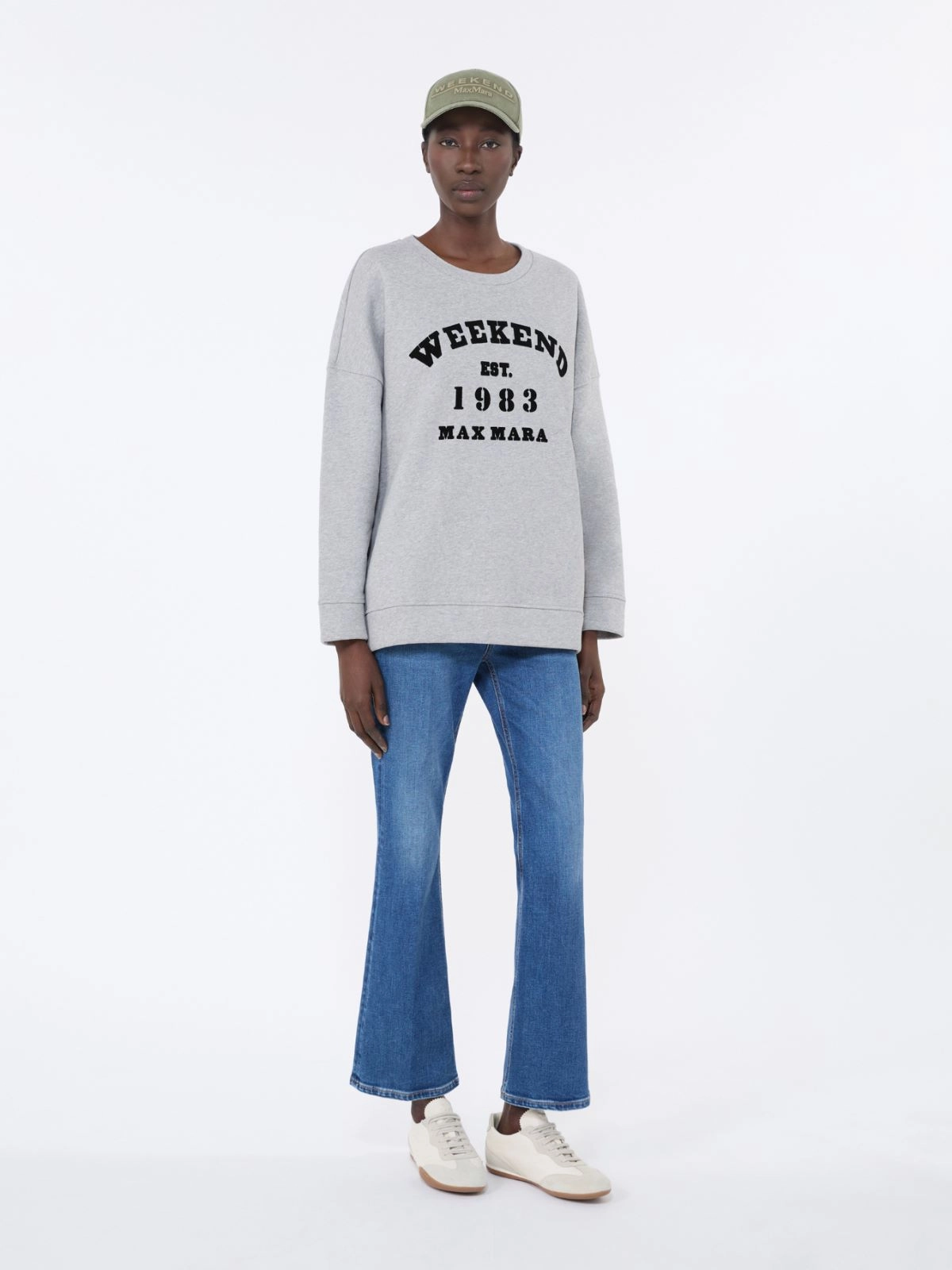 Light Grey Relaxed-Fit Sweatshirt with Bold Logo Print