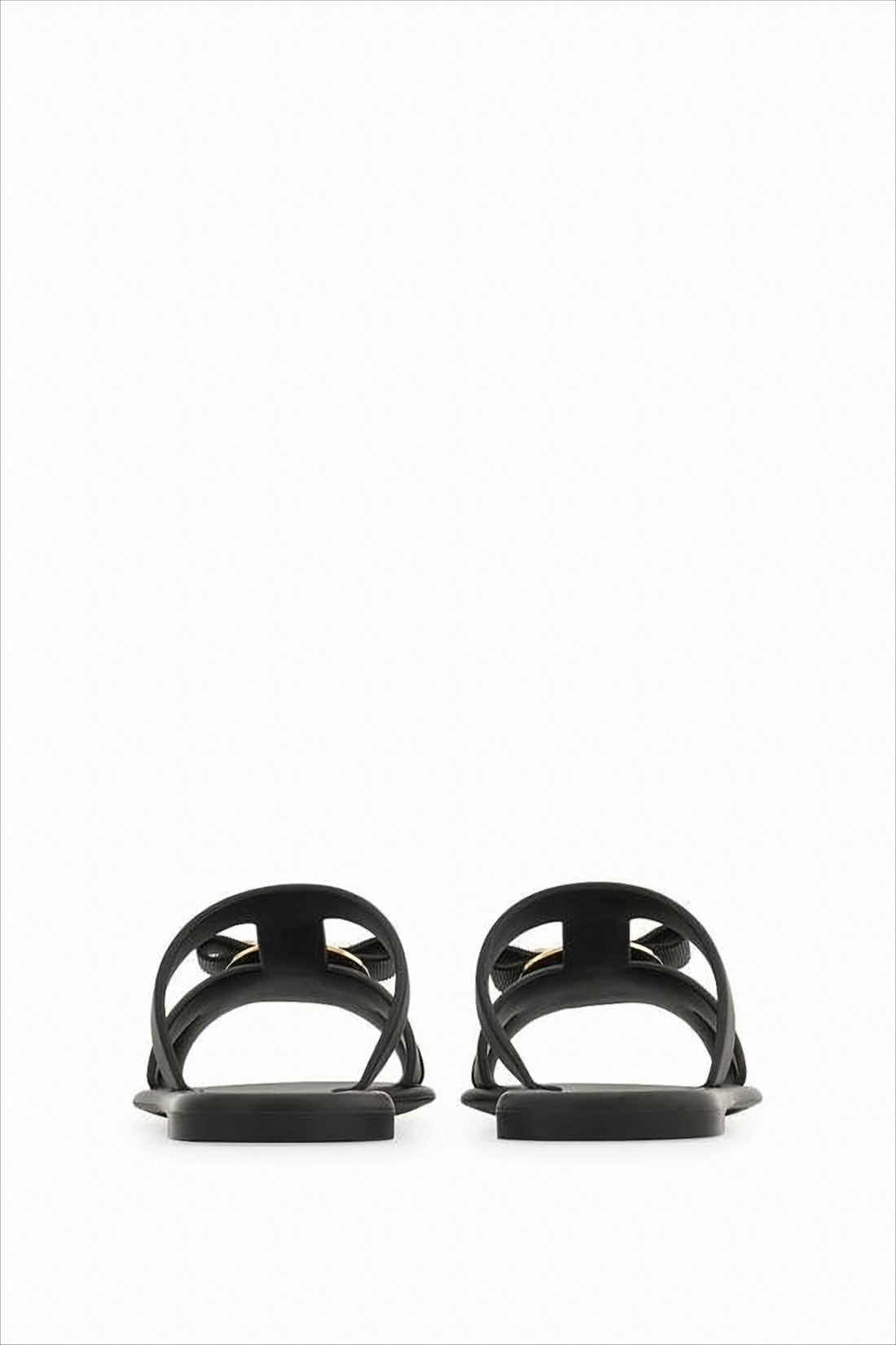 Black Rubber Slip-On Mules