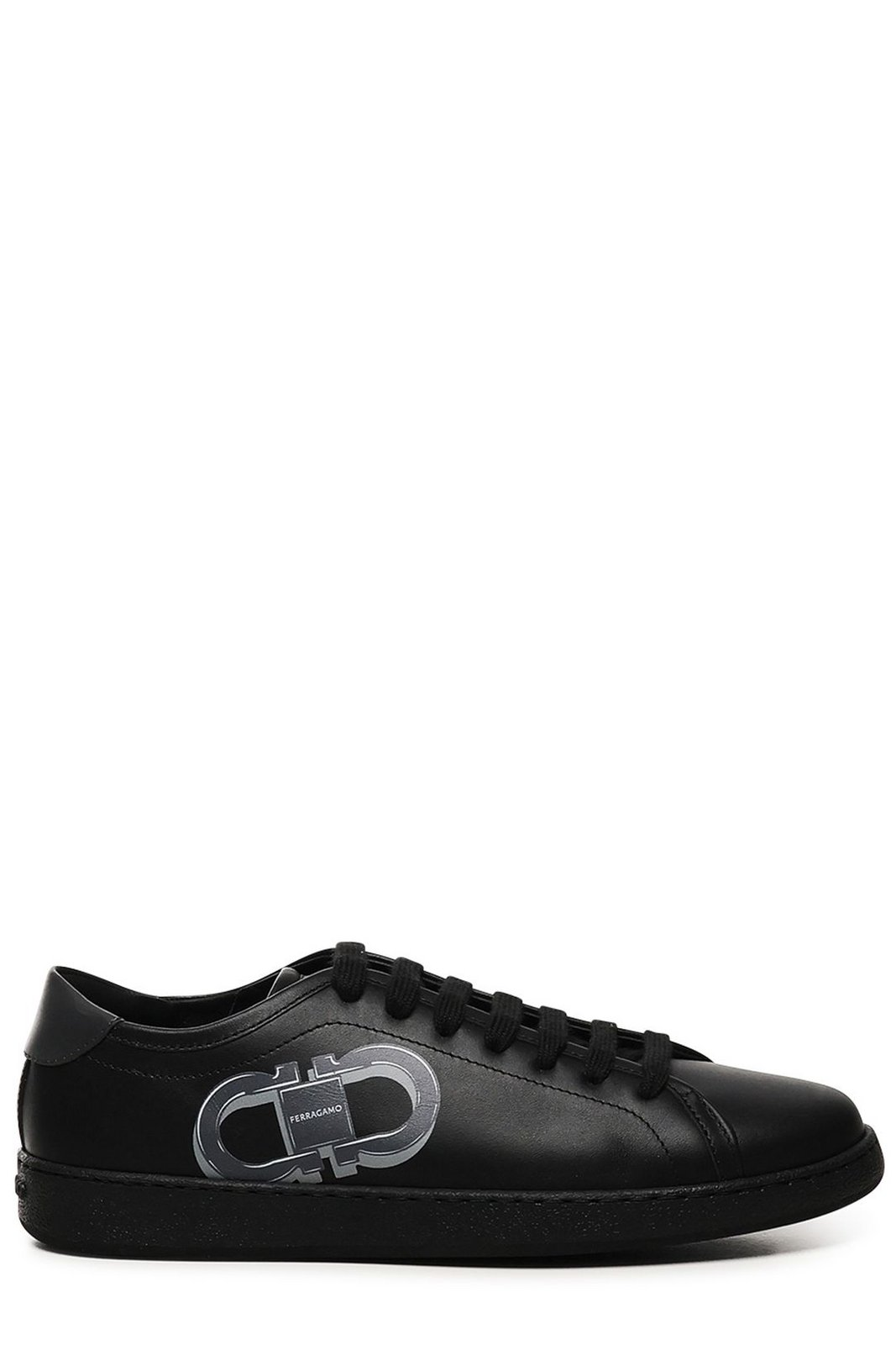 Monochromatic Black Calf Leather Sneakers