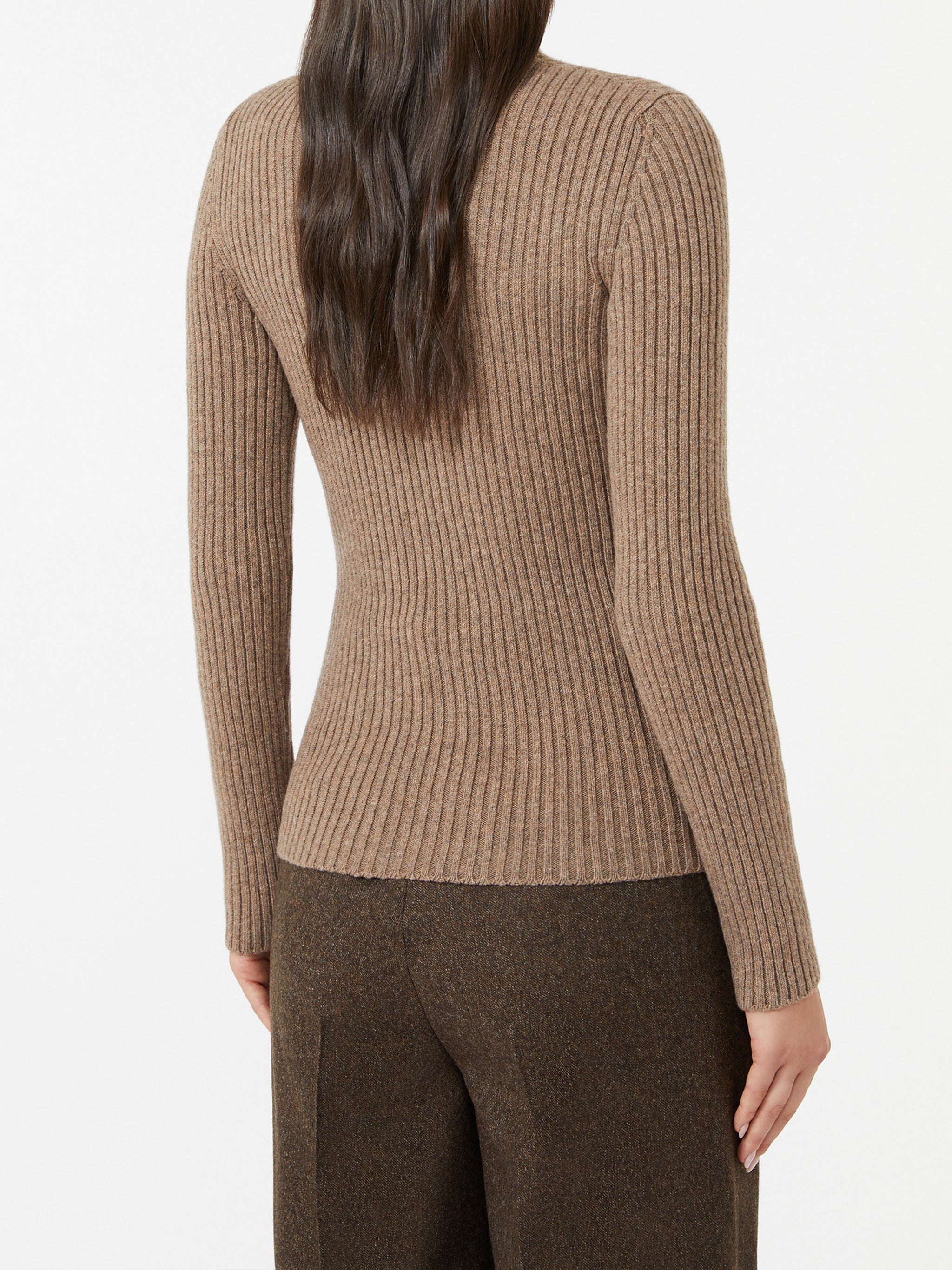 Black Aral1234 Ribbed Knit High Sweater