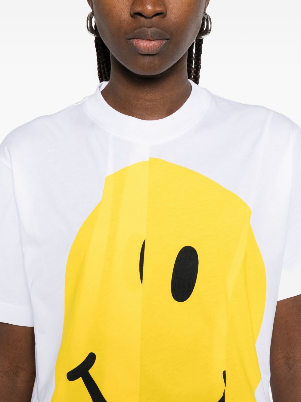 White Graphic Print Short Sleeve Top